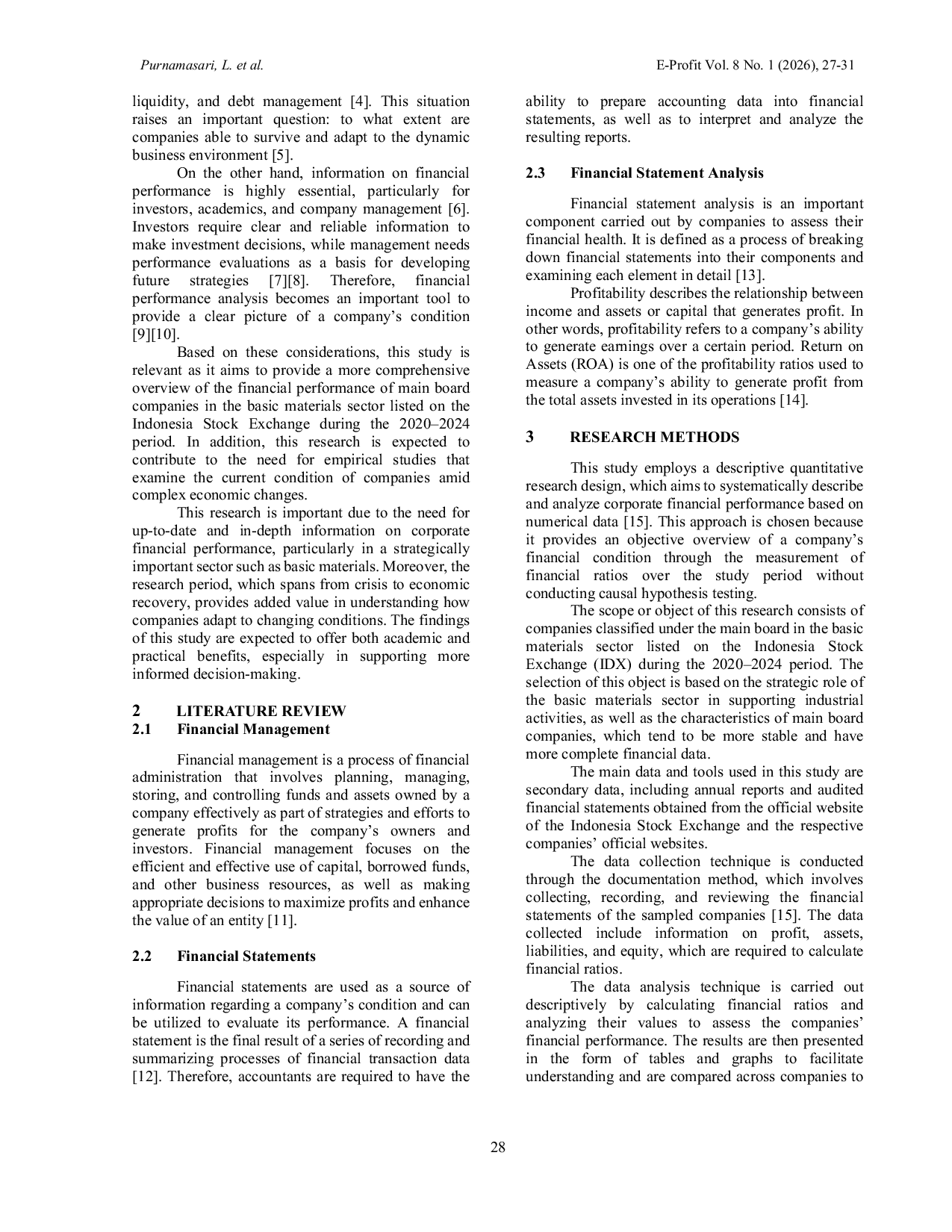 JURIS Financial Performance Analysis of the Main Board Companies in the Basic Materials Sector on the Indonesia Stock Exchange for the 2020 2024 Period