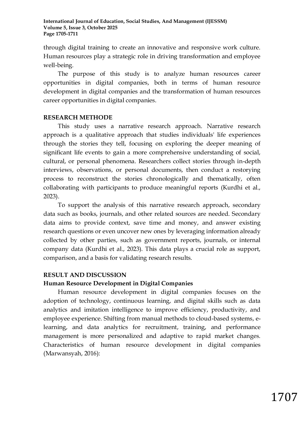 JURIS Analysis of Human Resources Career Opportunities in Digital Companies