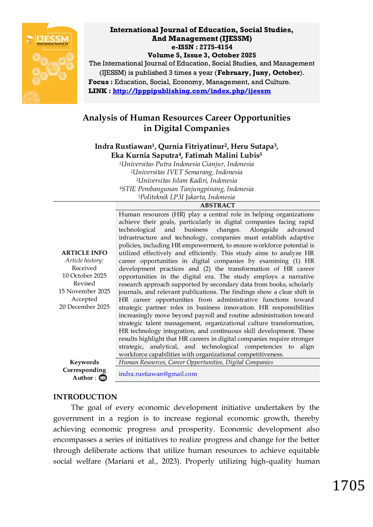 JURIS Analysis of Human Resources Career Opportunities in Digital Companies