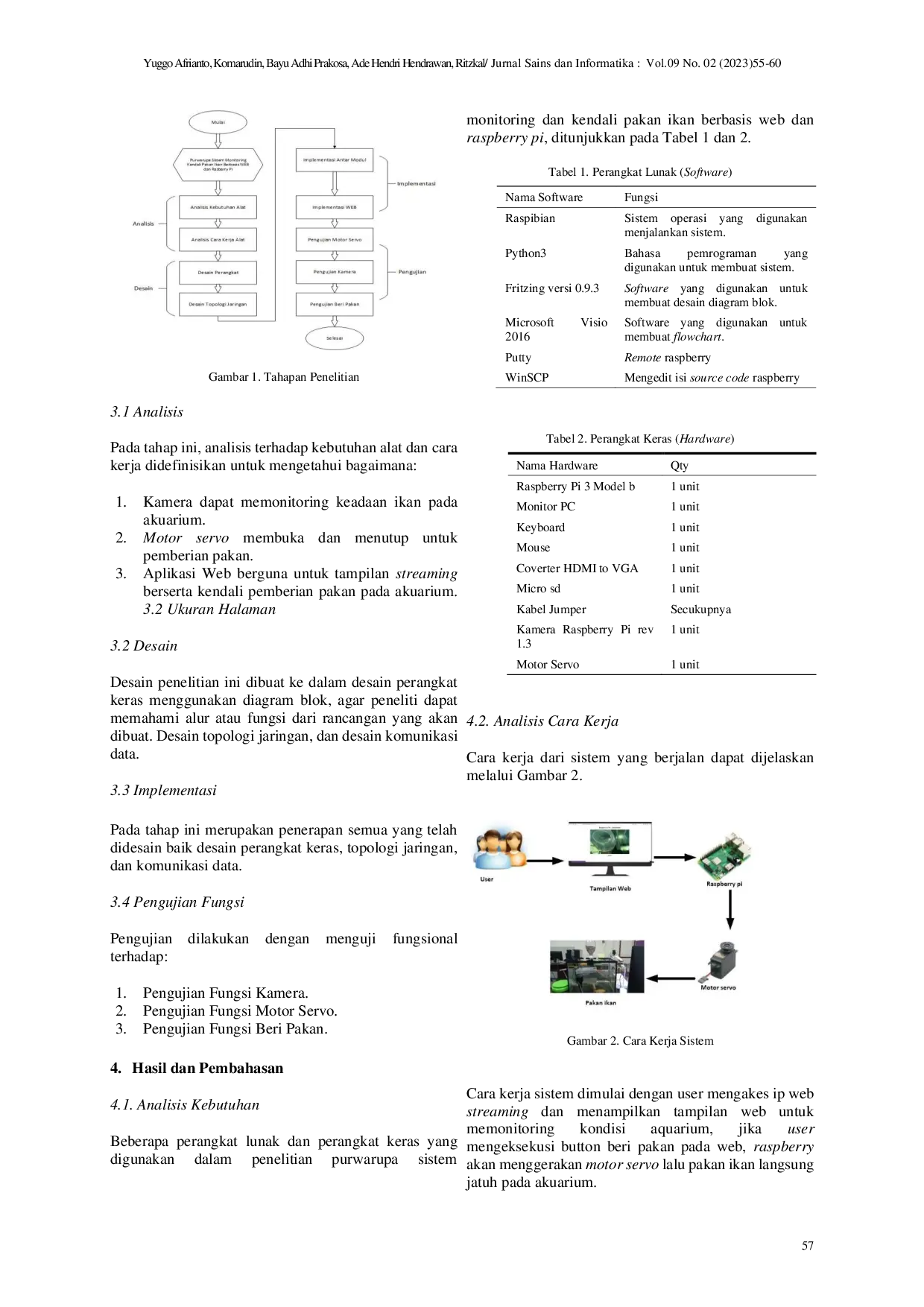 JURIS Purwarupa Sistem Monitoring Kendali Pakan Ikan Berbasis Web dan Raspberry Pi