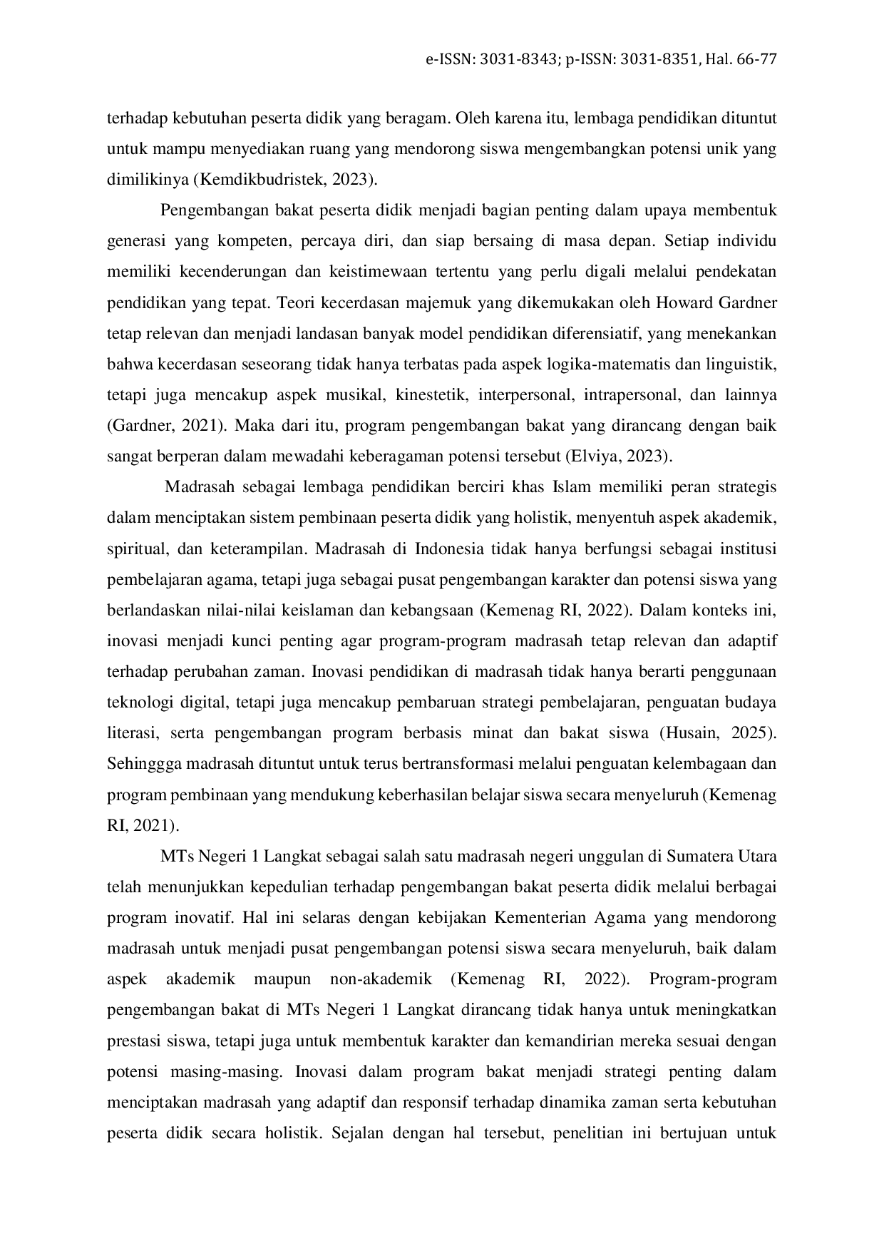 JURIS Innovation of Student Talent Program at MTs Negeri 1 Langkat