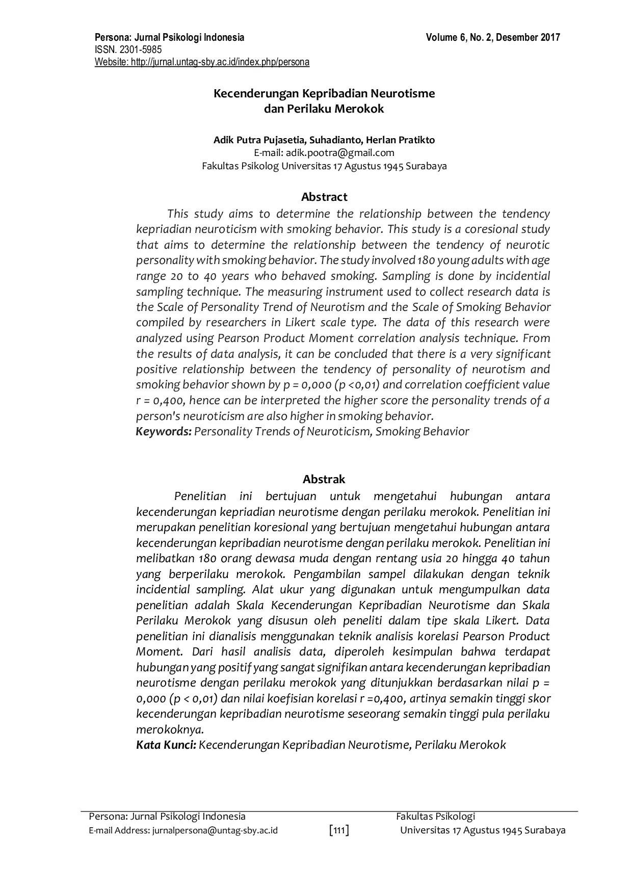 JURIS Kecenderungan Kepribadian Neurotisme Dan Perilaku Merokok