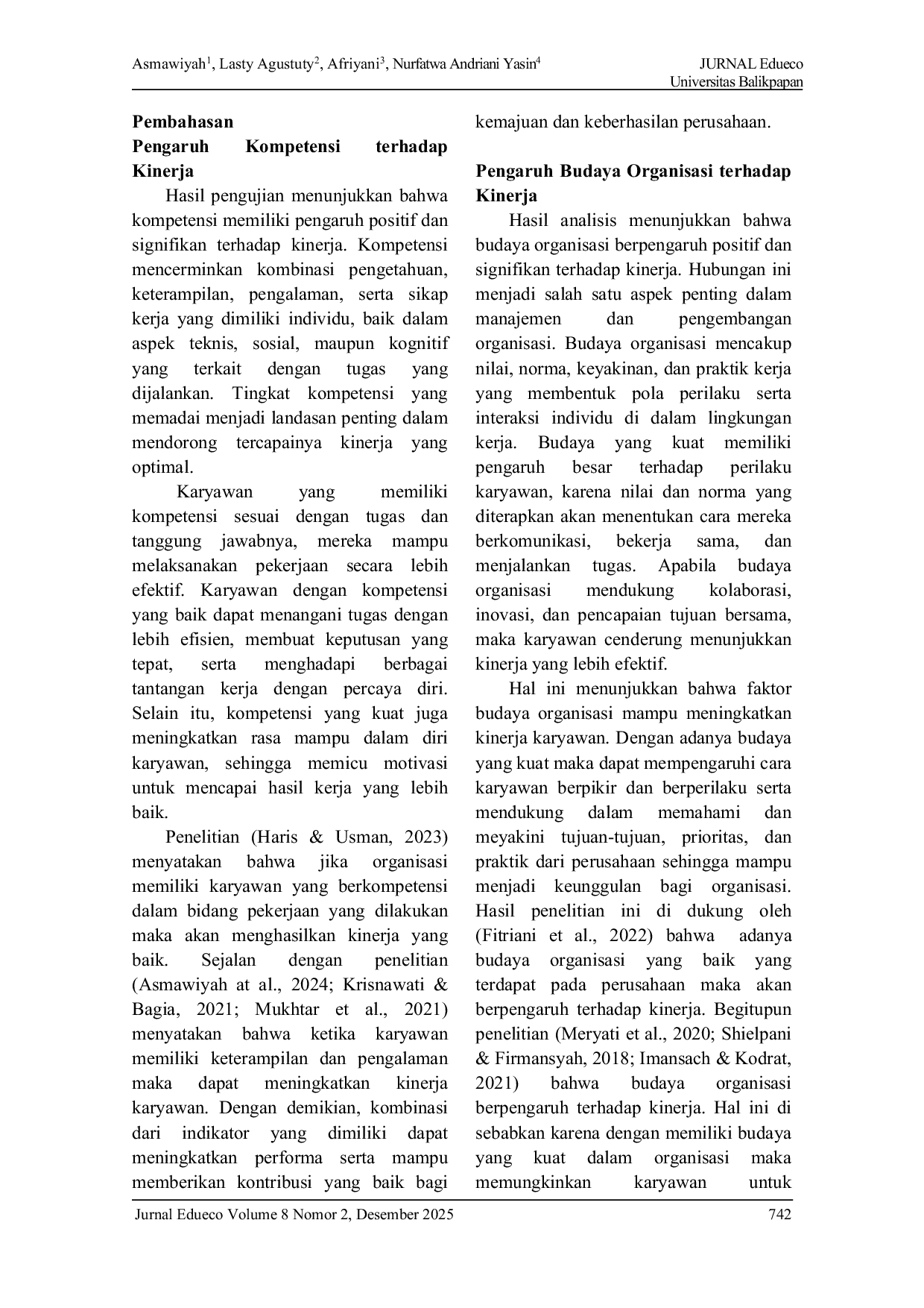 JURIS Kinerja Karyawan Peran Kompetensi Dan Budaya Organisasi