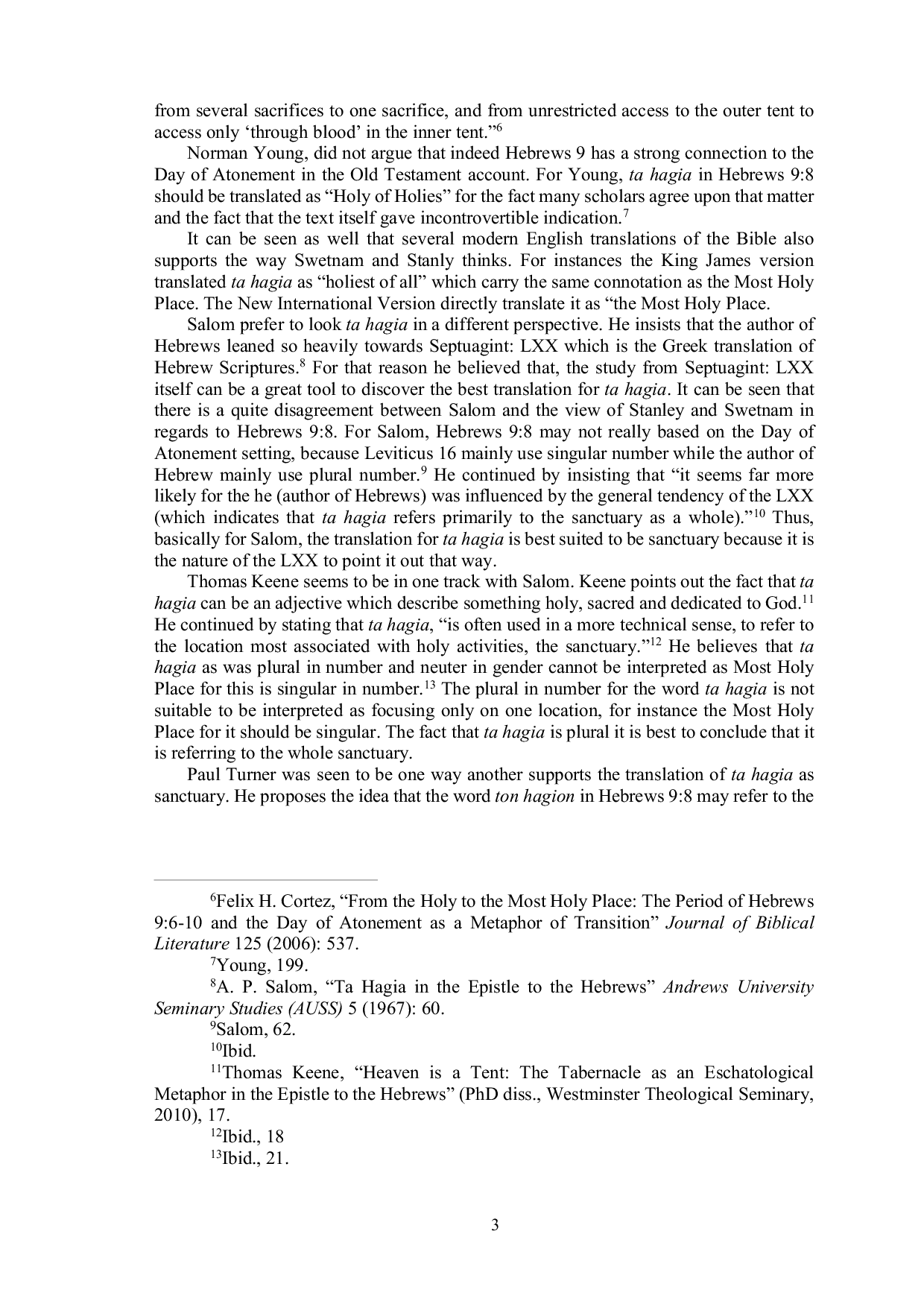 JURIS The Interpretation of ta hagia in Hebrews 9 8