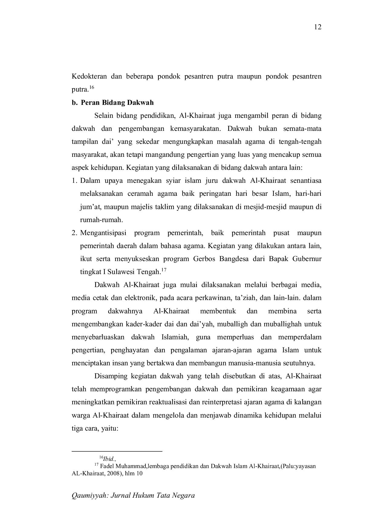 JURIS Al Khairaat Sebagai Lembaga Perjuangan Bangsa