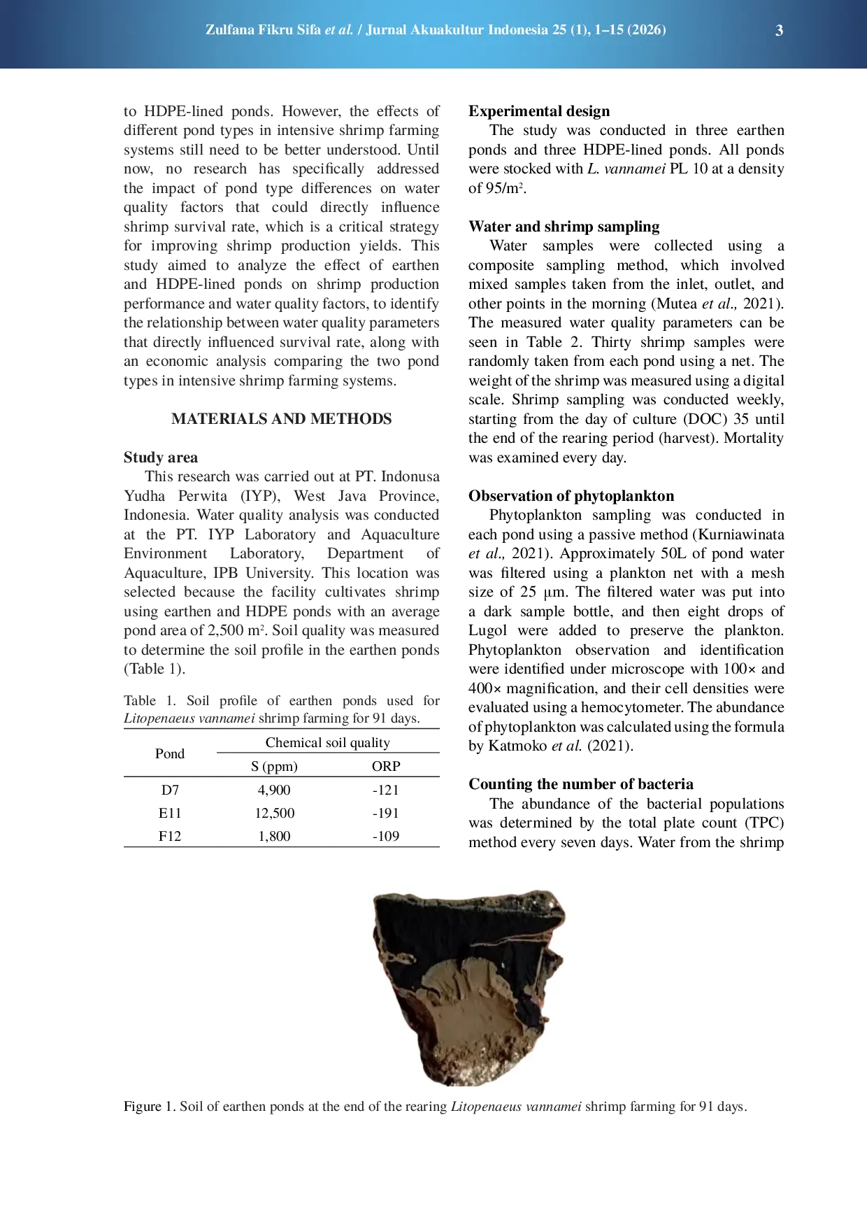 JURIS Analyze of production performance of vaname shrimp Litopenaeus vannamei culture and water quality on earthen pond and HDPE lined pond
