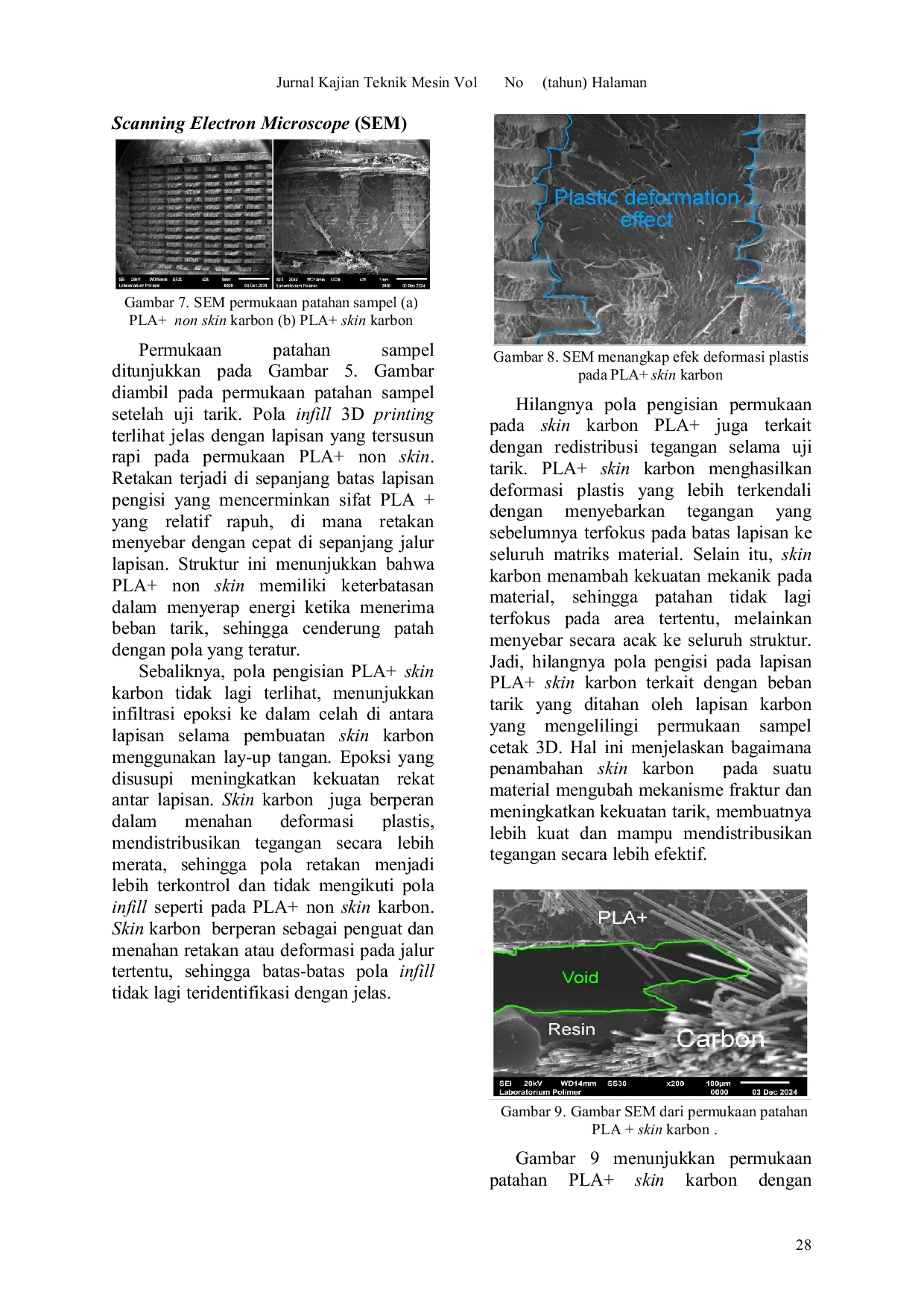 JURIS Peningkatan Sifat Mekanik Material PLA Skin Karbon Menggunakan Proses Fused Deposition Modeling
