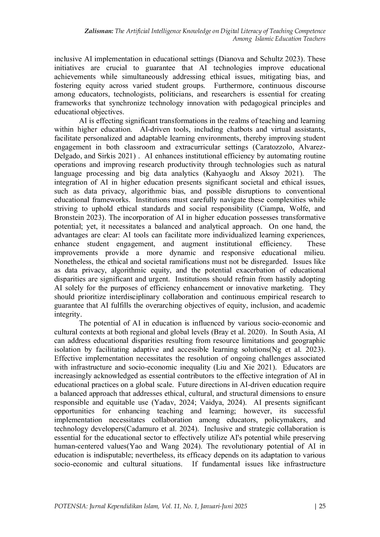 JURIS The Artificial Intelligence Knowledge on Digital Literacy of Teaching Competence Among Islamic Education Teachers