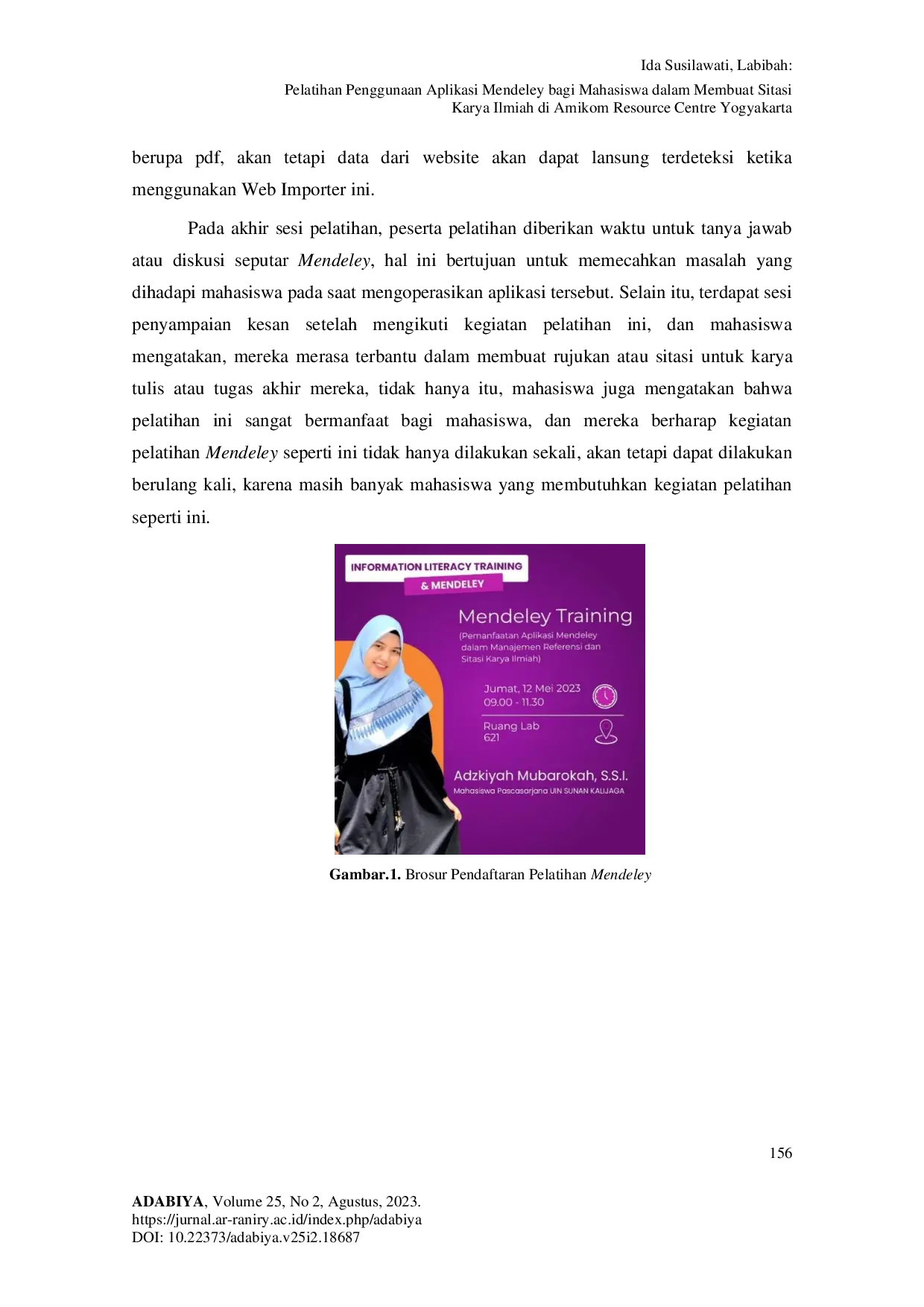 JURIS Pelatihan Penggunaan Aplikasi Mendeley Bagi Mahasiswa Dalam Membuat Sitasi Karya Ilmiah Di Amikom Resource Centre Yogyakarta