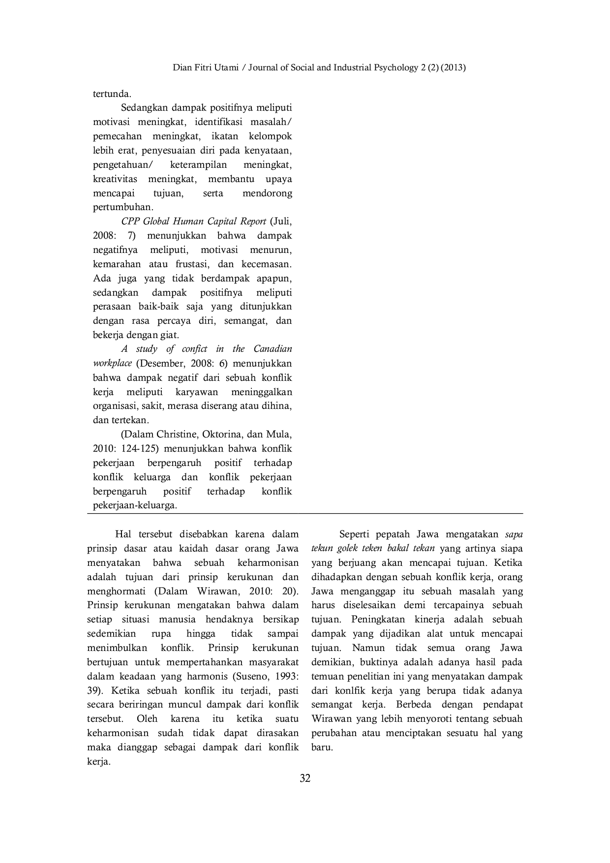 JURIS Studi Indigenous Work Conflict Pada Karyawan Bersuku Jawa