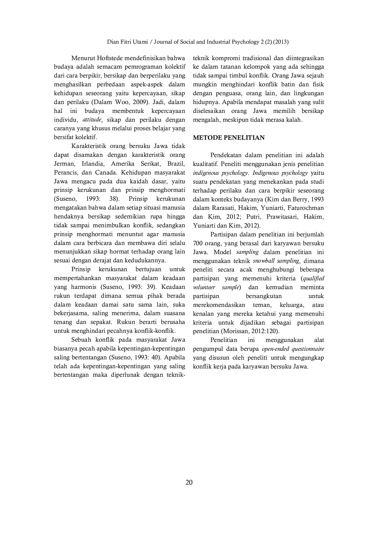 JURIS Studi Indigenous Work Conflict Pada Karyawan Bersuku Jawa