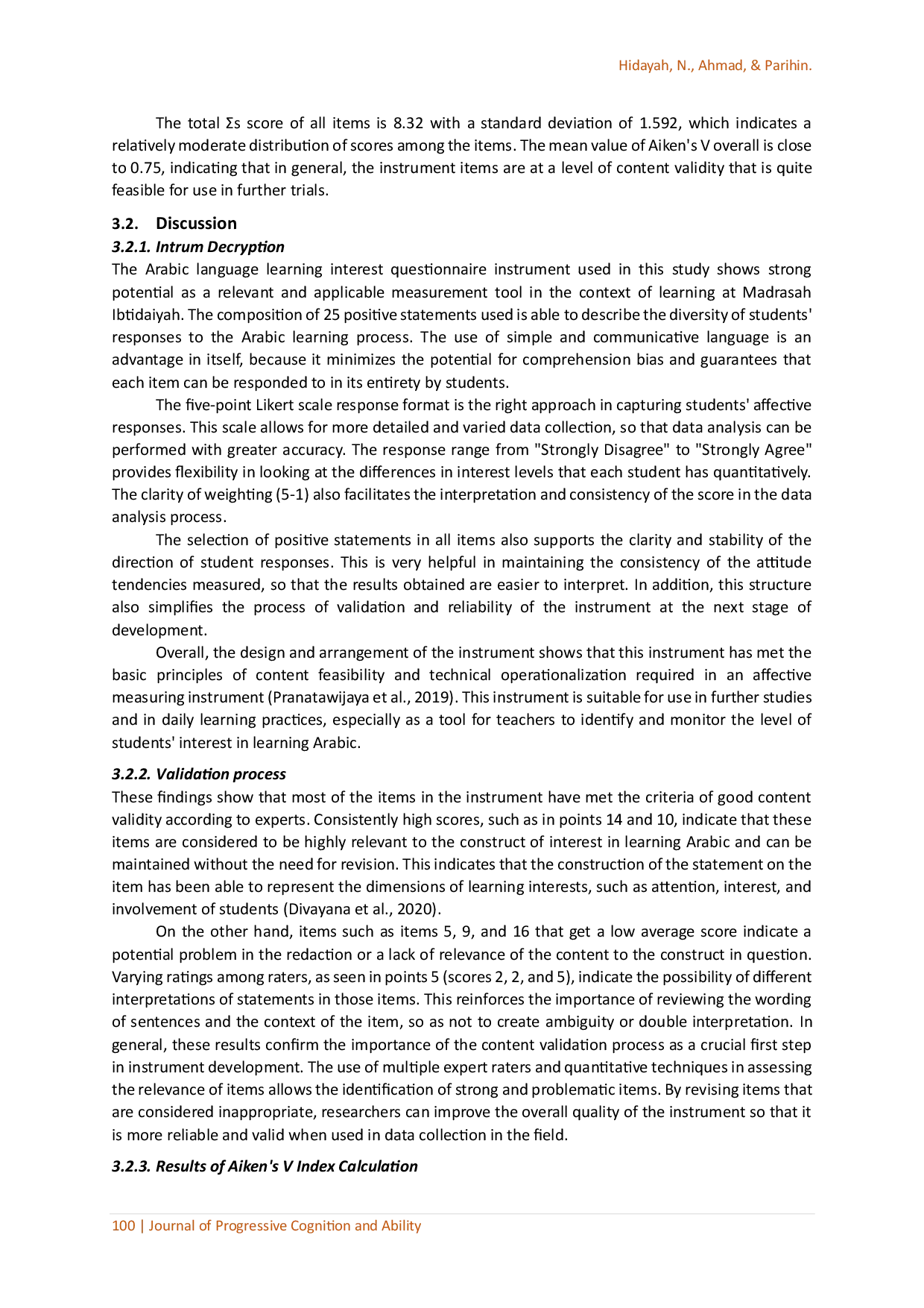 juris Evaluation of the Validity of Student Interest Content in Learning Arabic Instruments Using the V Aiken Technique