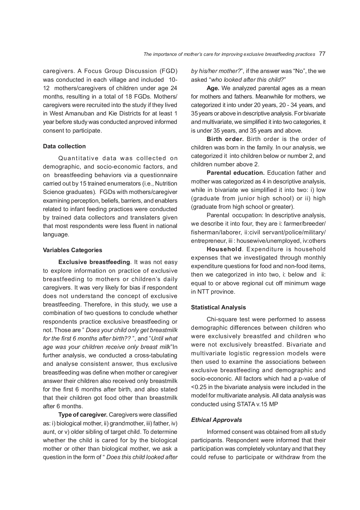 JURIS The Importance Of Mother s Care For Improving Exclusive Breastfeeding Practices