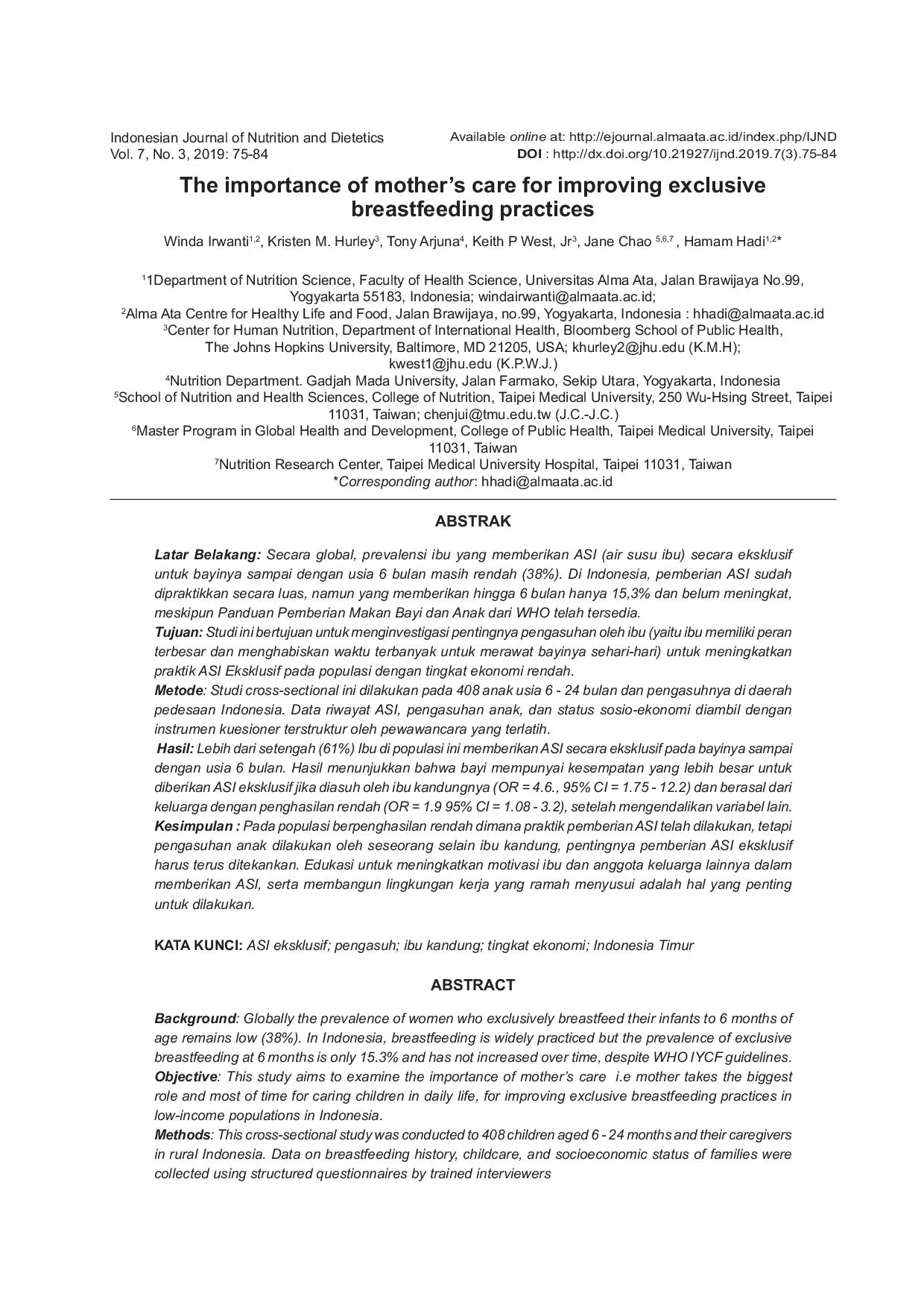 JURIS The Importance Of Mother s Care For Improving Exclusive Breastfeeding Practices