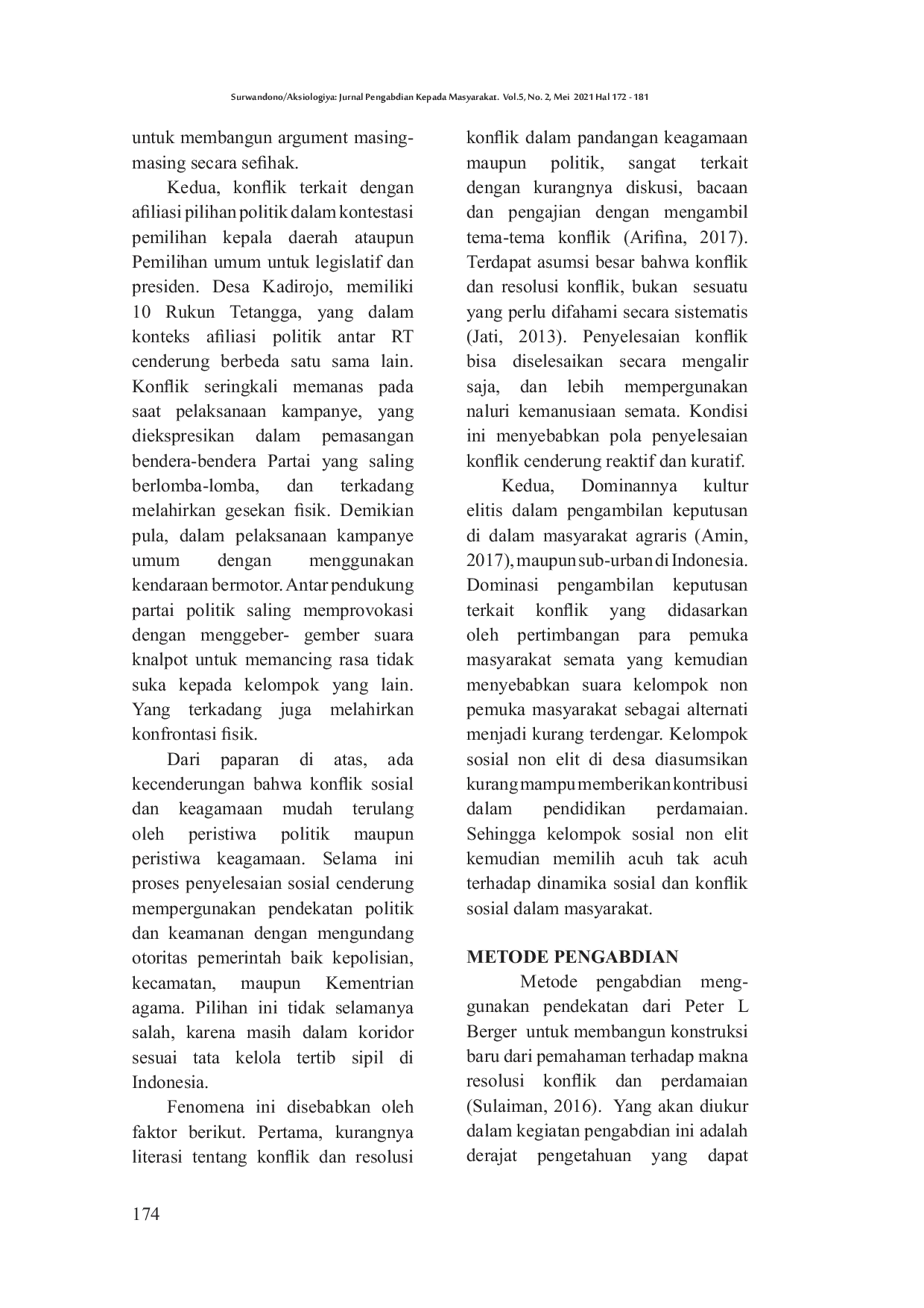 JURIS Literasi Perdamaian Melalui Teologi Al Hujurat Ay Pada Aktivis Muhammadiyah Kadirojo Palbapang Bantul Yogyaarta