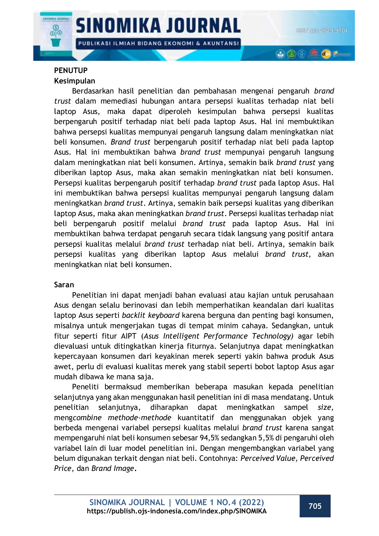 JURIS Pengaruh Brand Trust Dalam Memediasi Hubungan Antara Persepsi Kualitas Terhadap Niat Beli Laptop Asus