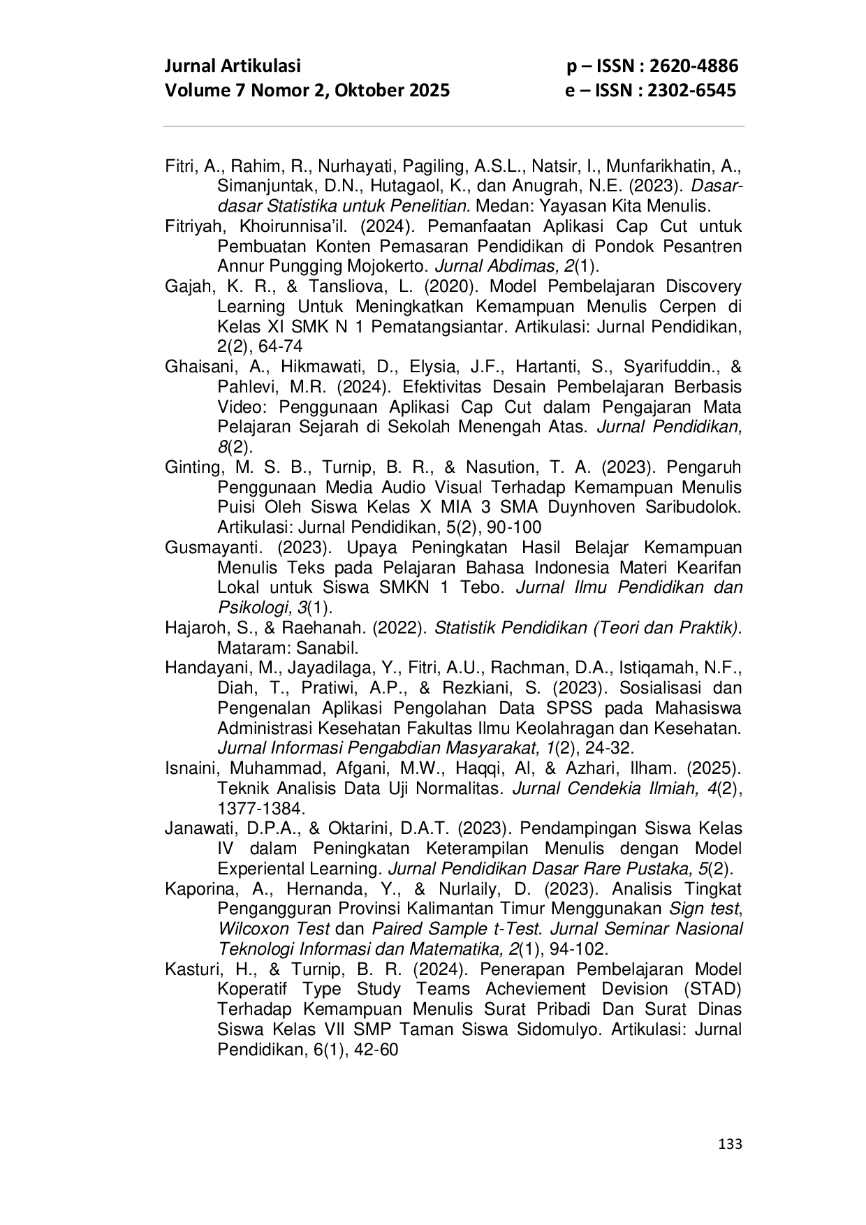 JURIS Pengaruh Penggunaan Aplikasi Video Capcut Terhadap Kemampuan Menulis Teks Prosedur Siswa Kelas VII SMP Swasta Tamansiswa Tapian Dolok