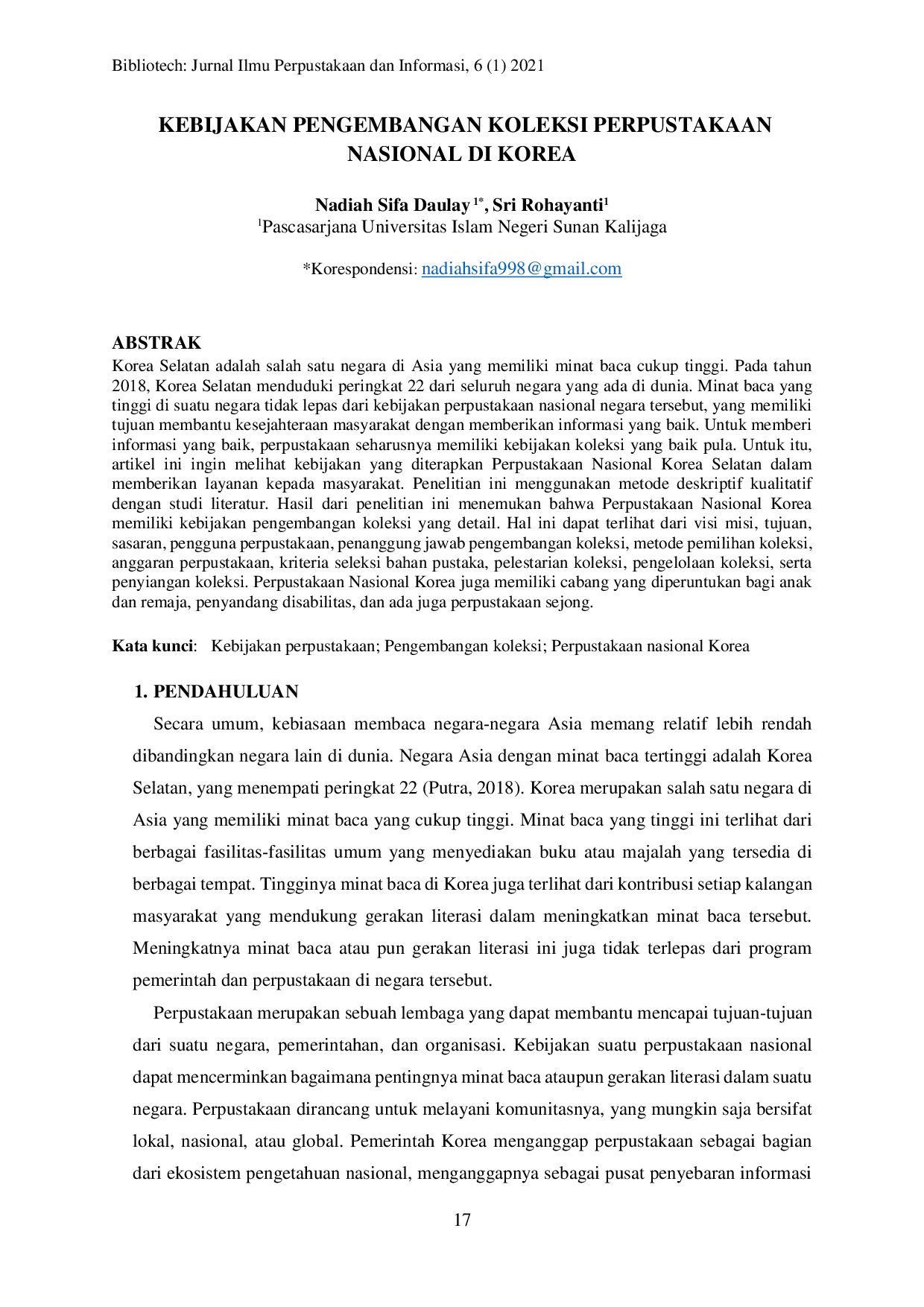 JURIS Kebijakan Pengembangan Koleksi Perpustakaan Nasional Korea