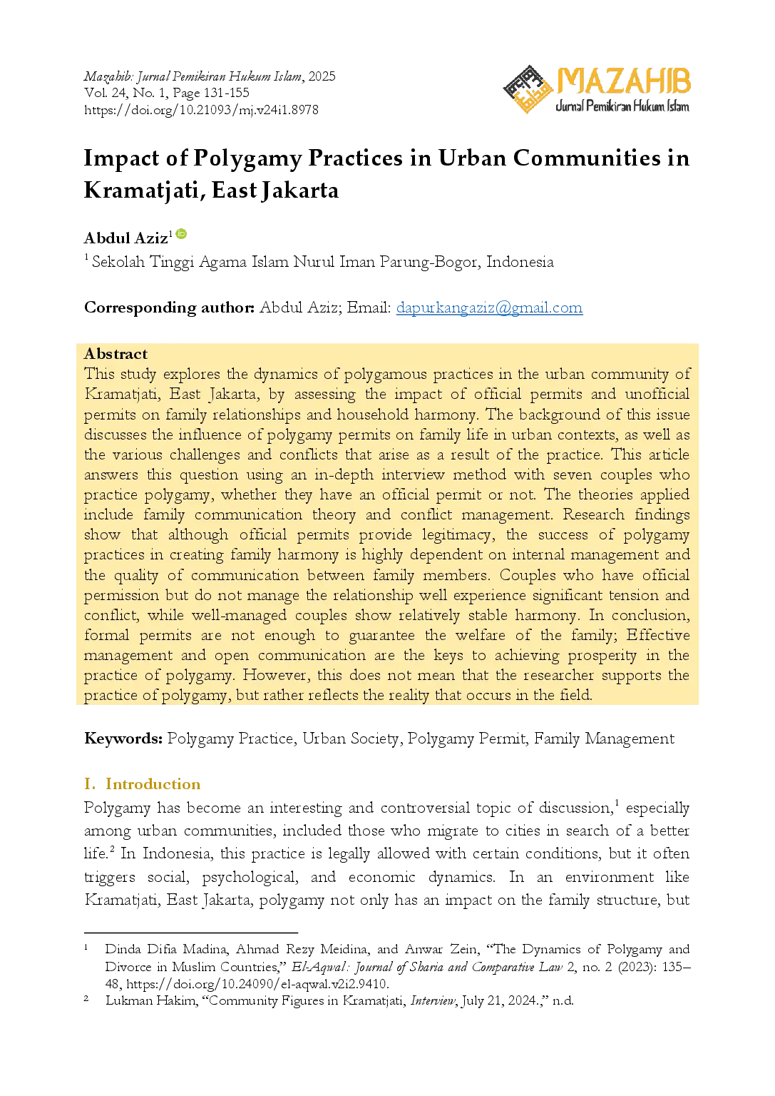 juris Impact of Polygamy Practices in Urban Communities in Kramatjati East Jakarta