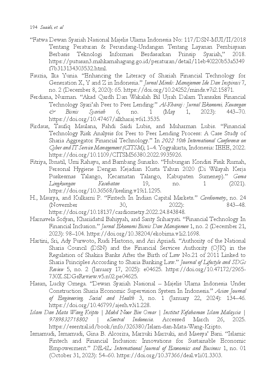 juris Harmonisation Between DSN MUI Fatwas and OJK Regulations Towards an Innovative and Inclusive Sharia Compliant Fintech Ecosystem in Indonesia