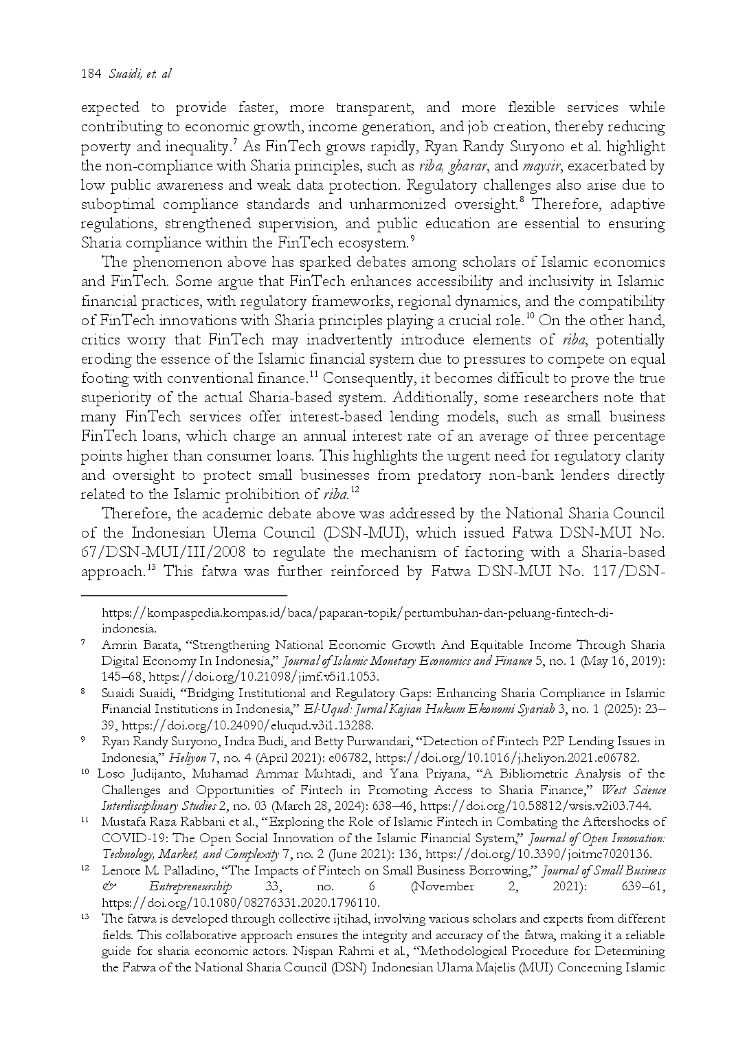 juris Harmonisation Between DSN MUI Fatwas and OJK Regulations Towards an Innovative and Inclusive Sharia Compliant Fintech Ecosystem in Indonesia