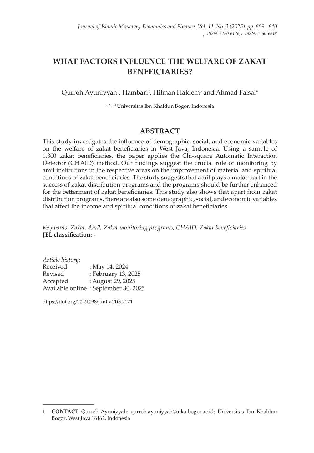 JURIS What Factors Influence the Welfare of Zakat Beneficiaries