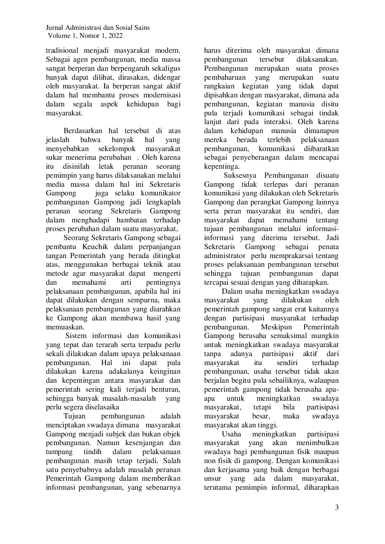 juris Peran Sekretaris Gampong Dalam Menata Administrasi Pemerintahan Di Gampong Dayah Leubue Kecamatan Ulim