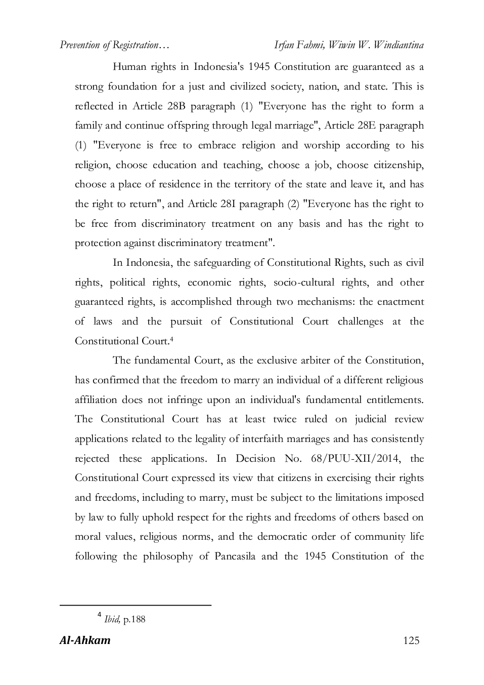 JURIS Prevention of Registration of Interfaith Marriages Through Sema Number 2 of 2023