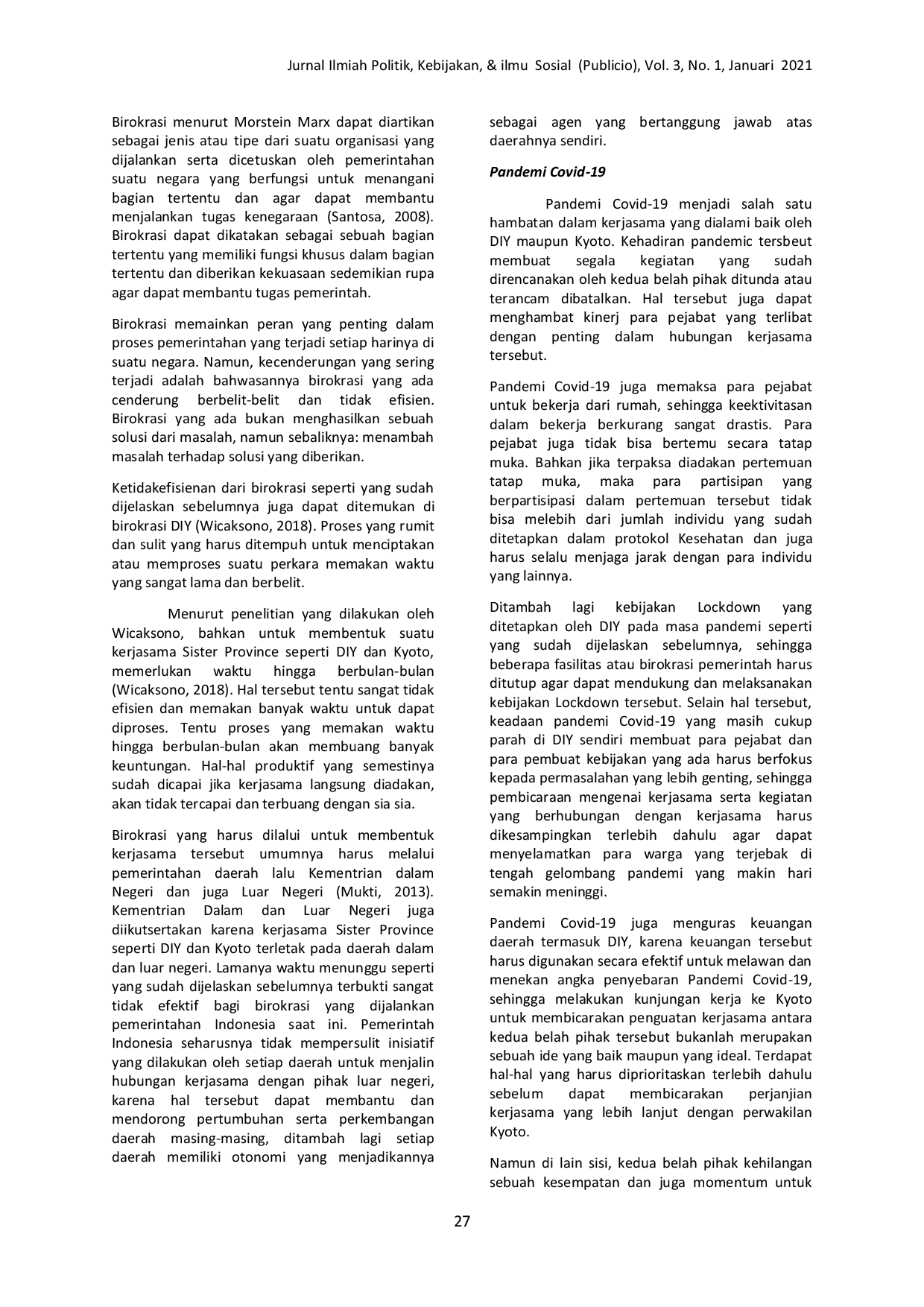 JURIS Analisis Kerjasama Pemerintahan Regional DIY dan Kyoto Sekarang dan Masa Mendatang