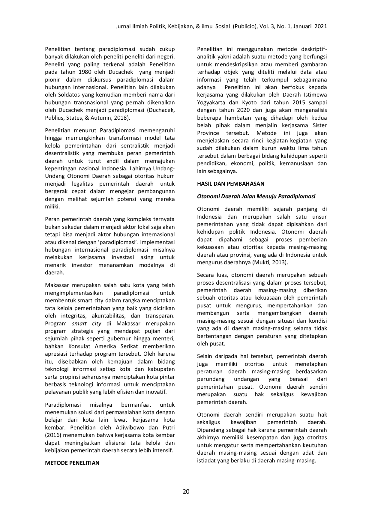 JURIS Analisis Kerjasama Pemerintahan Regional DIY dan Kyoto Sekarang dan Masa Mendatang