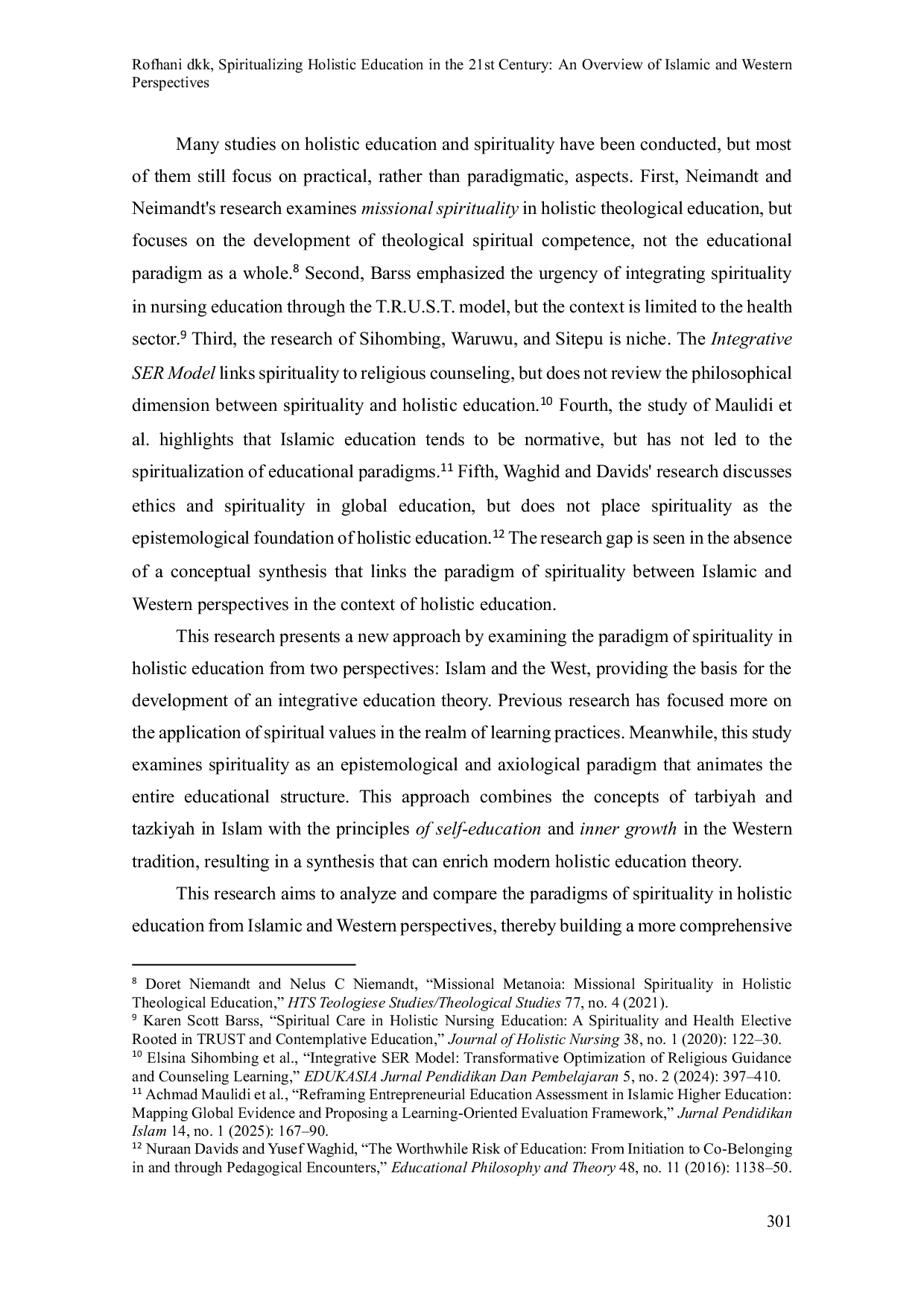 JURIS Spiritualizing Holistic Education in the 21st Century An Overview of Islamic and Western Perspectives