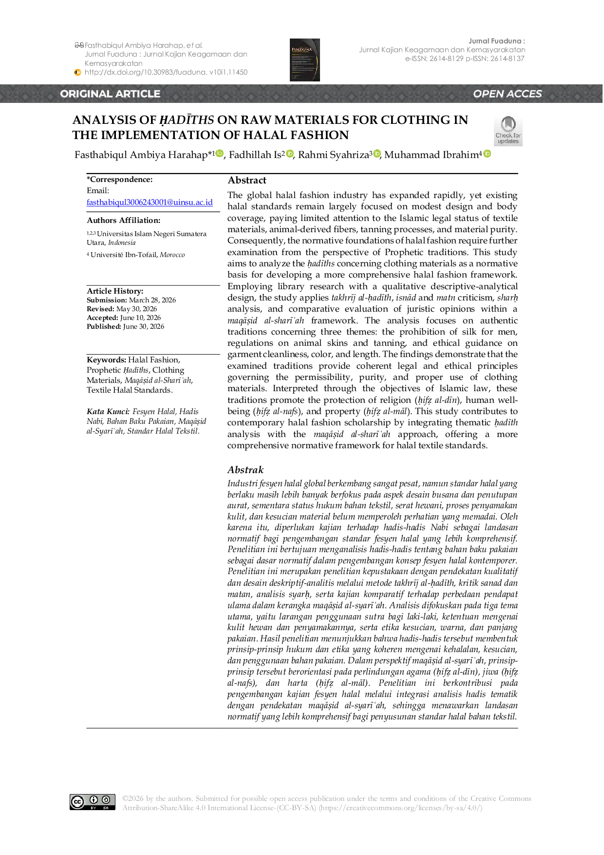 JURIS Analysis of adths on Raw Materials for Clothing in the Implementation of Halal Fashion