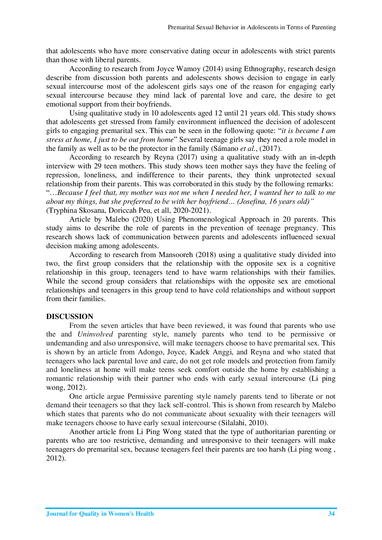JURIS Premarital Sexual Behavior in Adolescents in Terms of Parenting Meta Ethnography