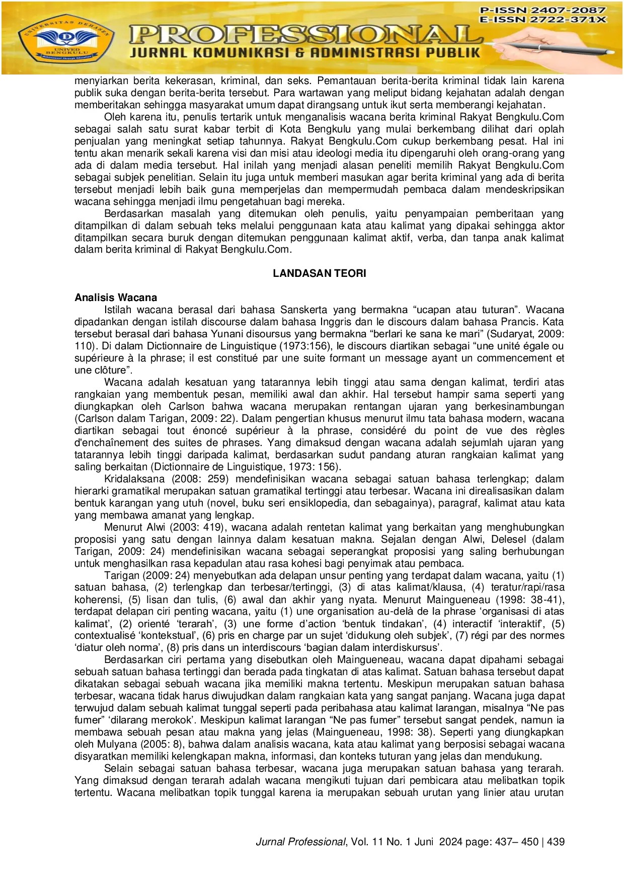 JURIS Analisis Wacana Kritis Berita Kriminal PADA RAKYAT BENGKULU COM Studi Berita Kriminal Oknum Polisi Cabuli Remaja Putri