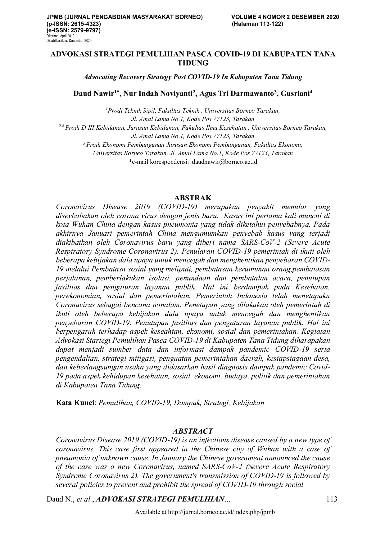 JURIS Advokasi Strategi Pemulihan Pasca Covid 19 Di Kabupaten Tana Tidung