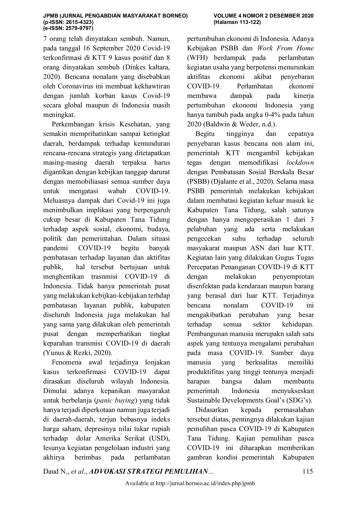 JURIS Advokasi Strategi Pemulihan Pasca Covid 19 Di Kabupaten Tana Tidung