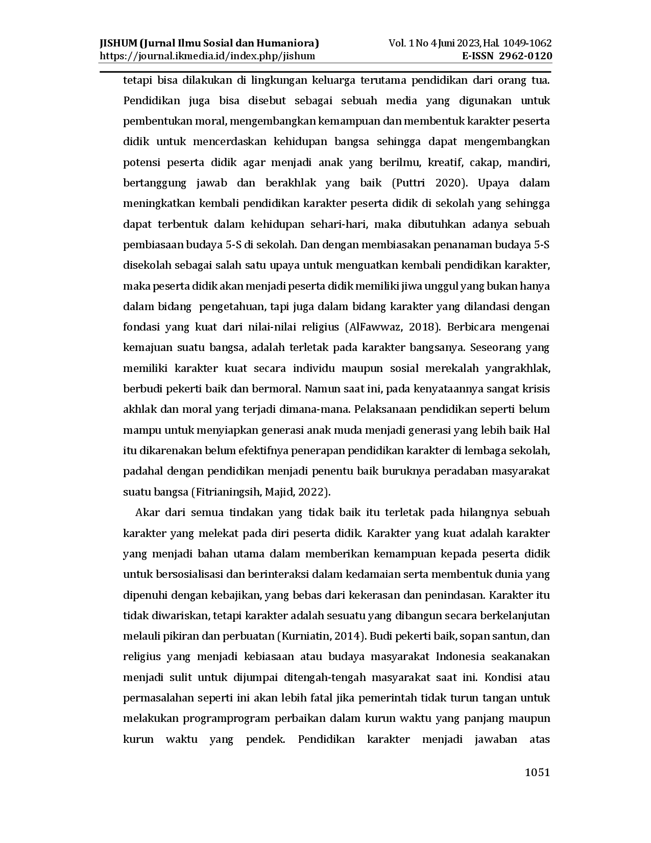 juris Implementasi Budaya 5 S Senyum Salam Sapa Sopan Santun dan Metode Guru dalam Membiasakannya Pada Siswa Sekolah Dasar