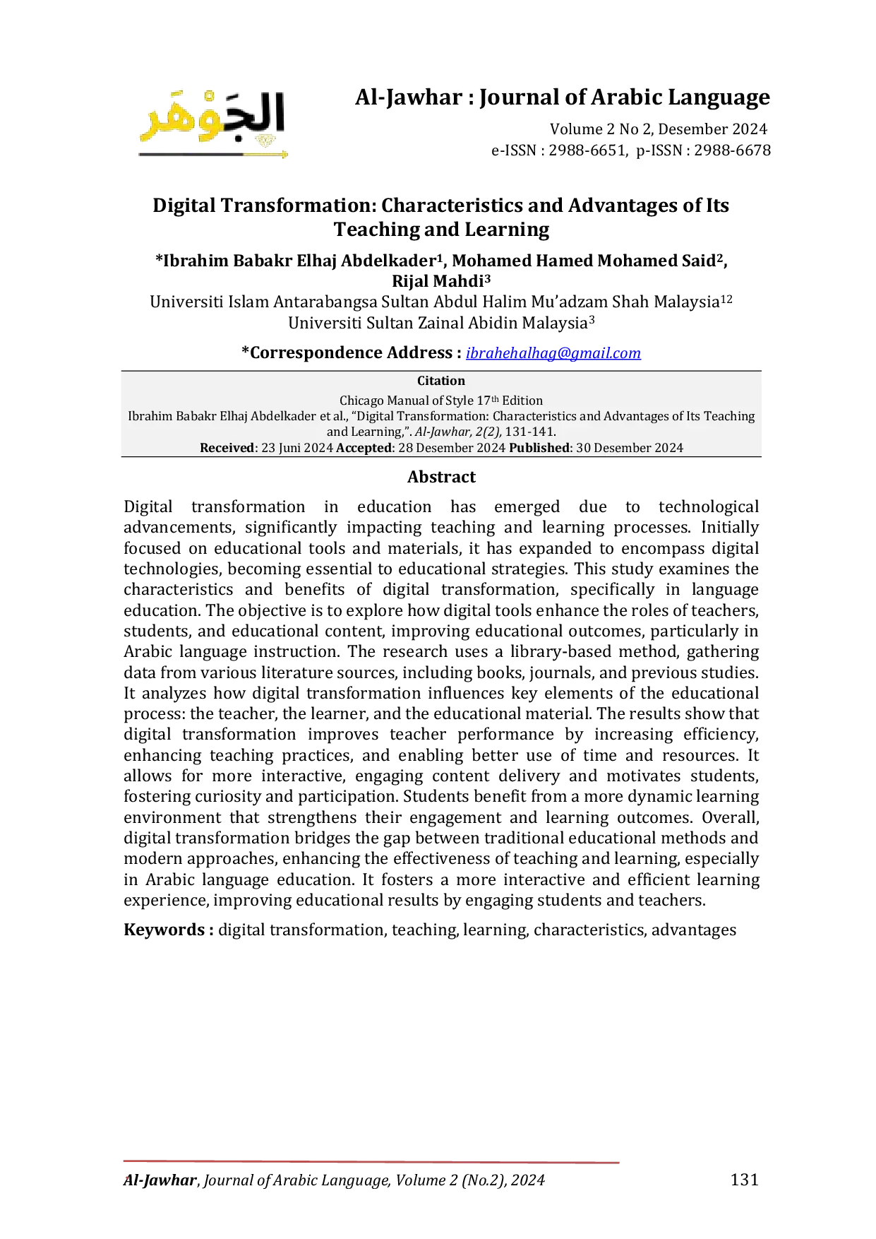 JURIS Digital Transformation Characteristics and Advantages of Its Teaching and Learning