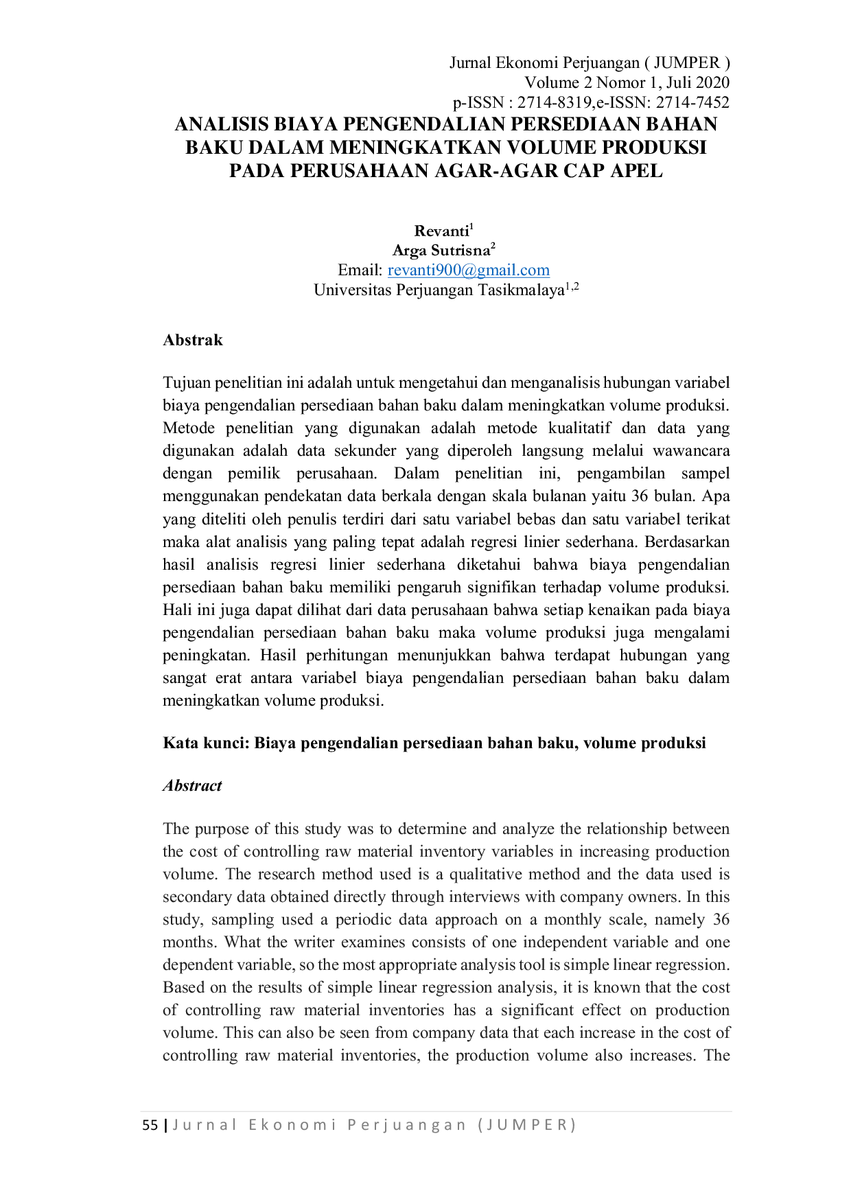JURIS Analysis of the Cost of Raw Material Inventory Control in Increasing Production Volume in the Agar Agar Cap Apel Company