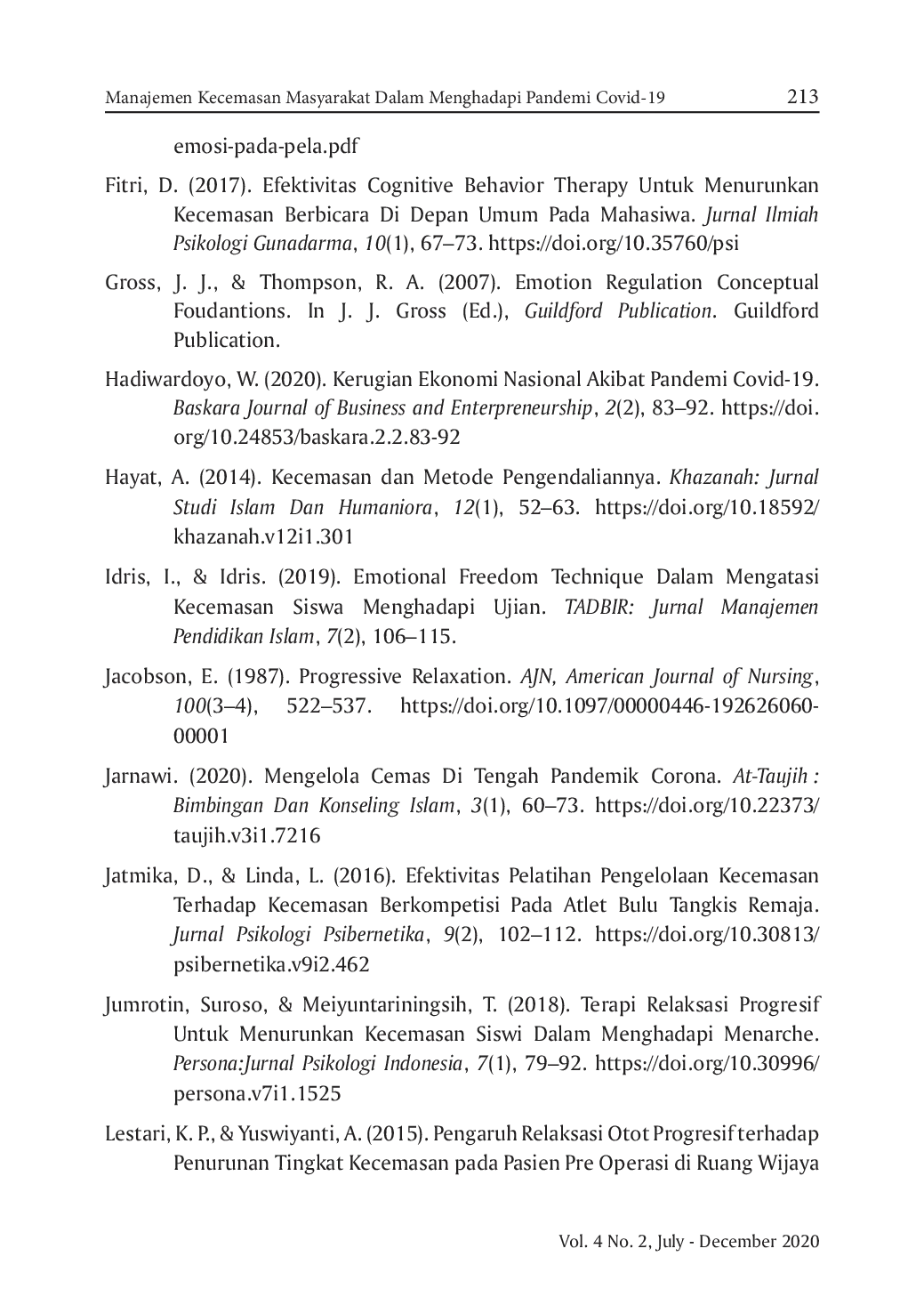 JURIS Manajemen Kecemasan Masyarakat Dalam Menghadapi Pandemi Covid 19