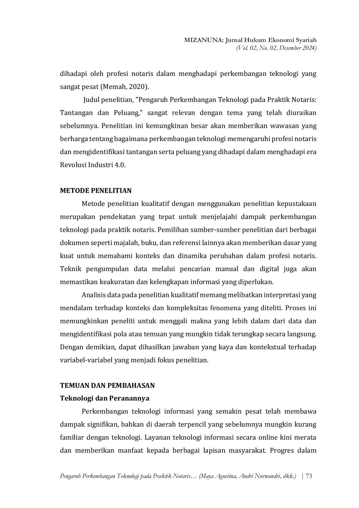 JURIS PENGARUH PERKEMBANGAN TEKNOLOGI PADA PRAKTIK NOTARIS Analisa Terhadap Tantangan Dan Peluang