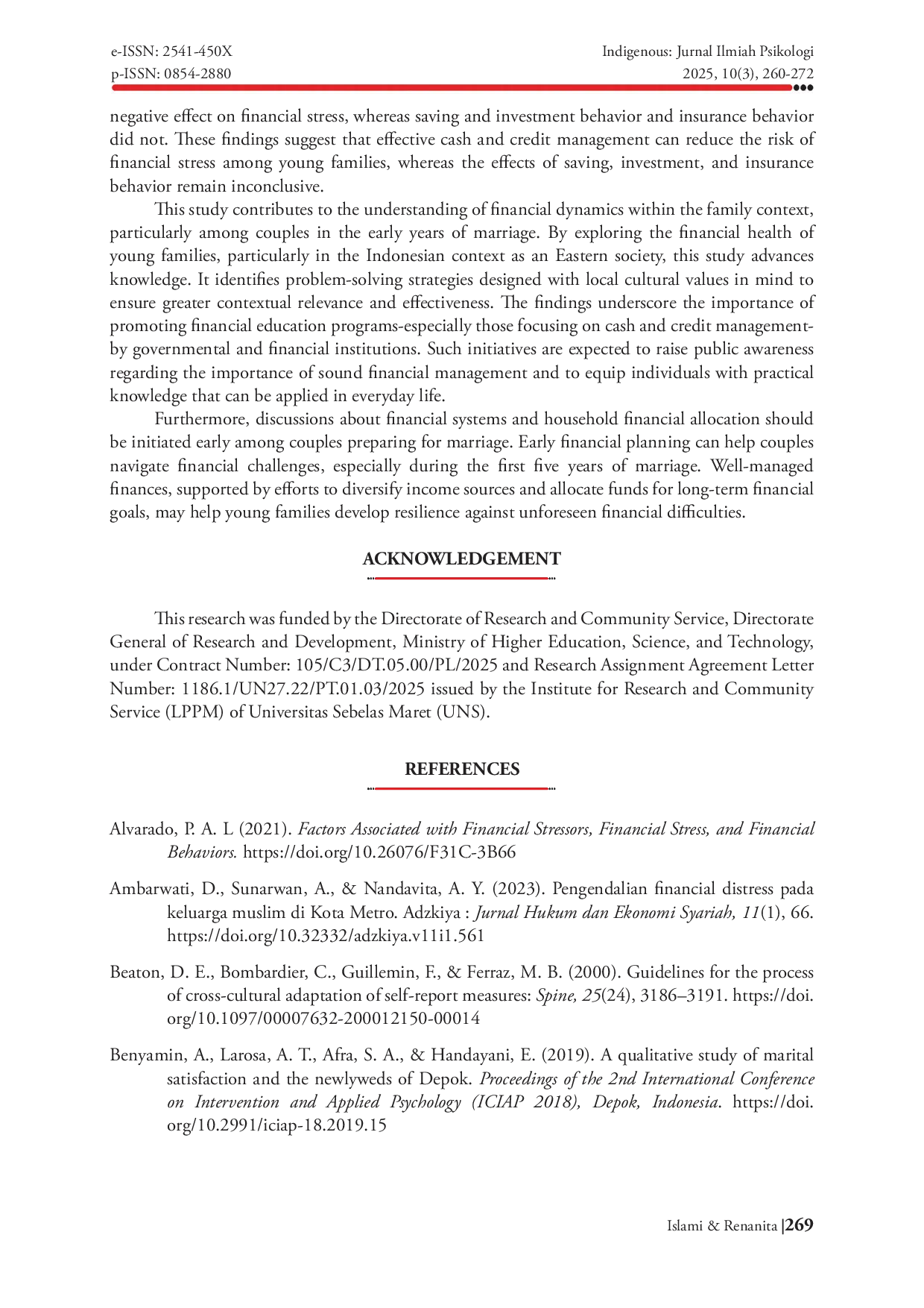 JURIS Young Families Financial Stress The Importance of Financial Management Behavior with Income as Control Variable