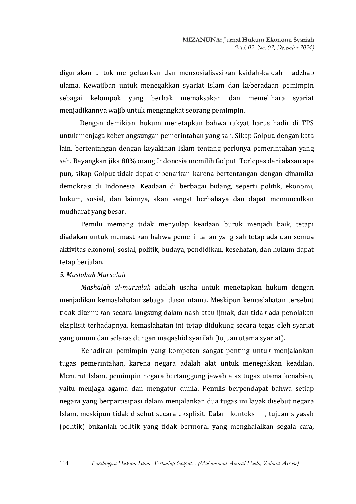 JURIS PANDANGAN HUKUM ISLAM TERHADAP GOLPUT Studi Analisis Fiqih Siyasah