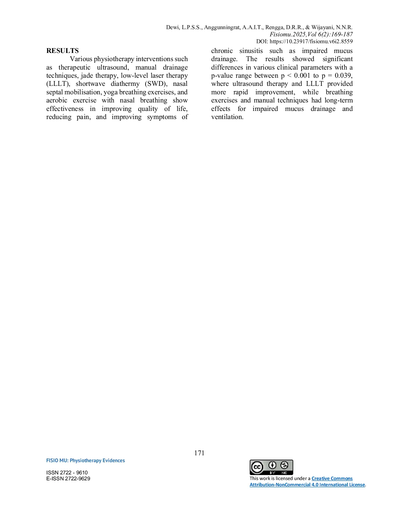 JURIS Effectiveness of Non Invasive Physiotherapy in Optimising Mucus Drainage and Sinus Ventilation in Sinusitis A Literature Review