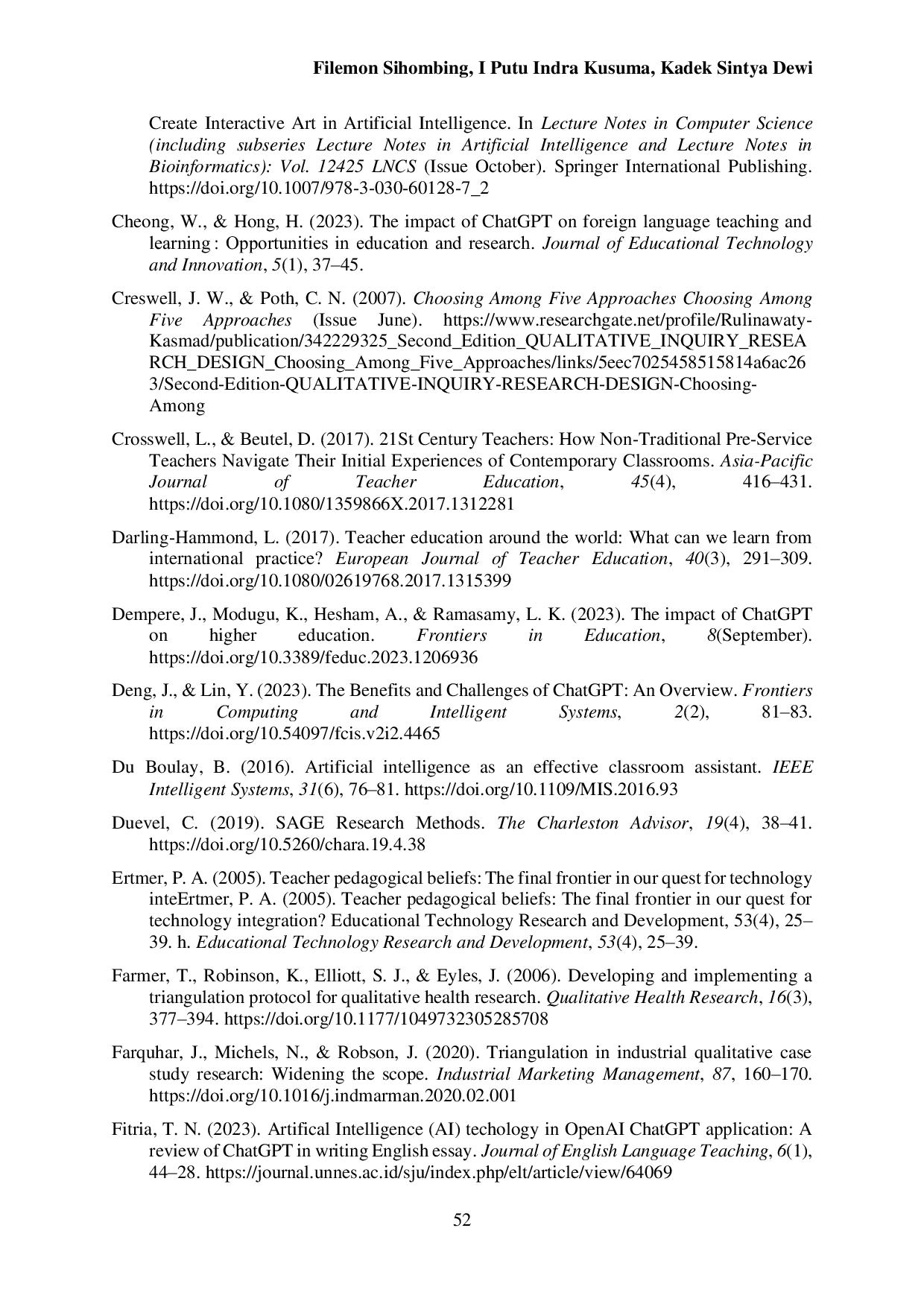 JURIS Empowering Educators Uncovering the Transformative Role of ChatGPT in EFL Pre Service Teacher Development