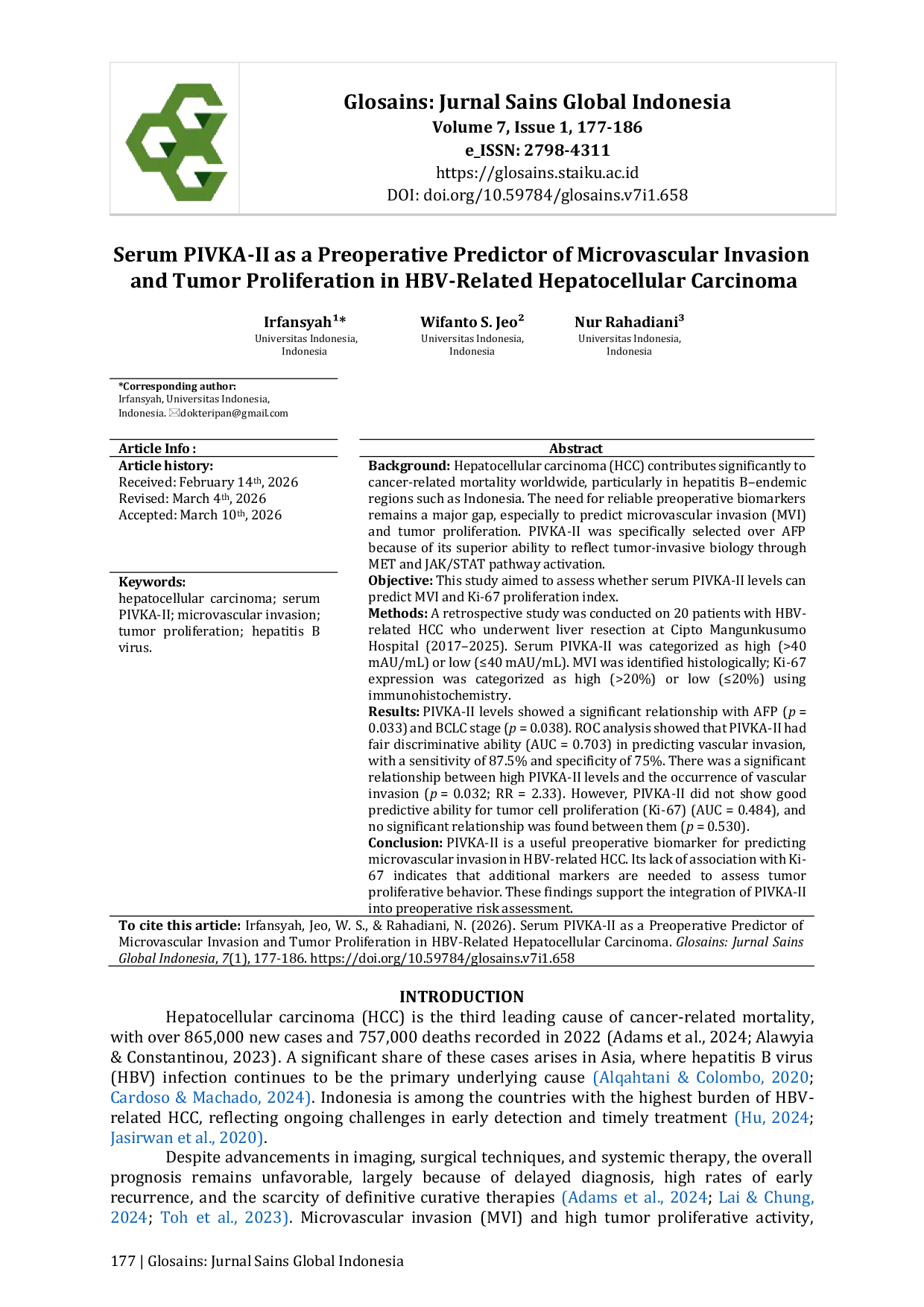 JURIS Serum PIVKA II as a Preoperative Predictor of Microvascular Invasion and Tumor Proliferation in HBV Related Hepatocellular Carcinoma