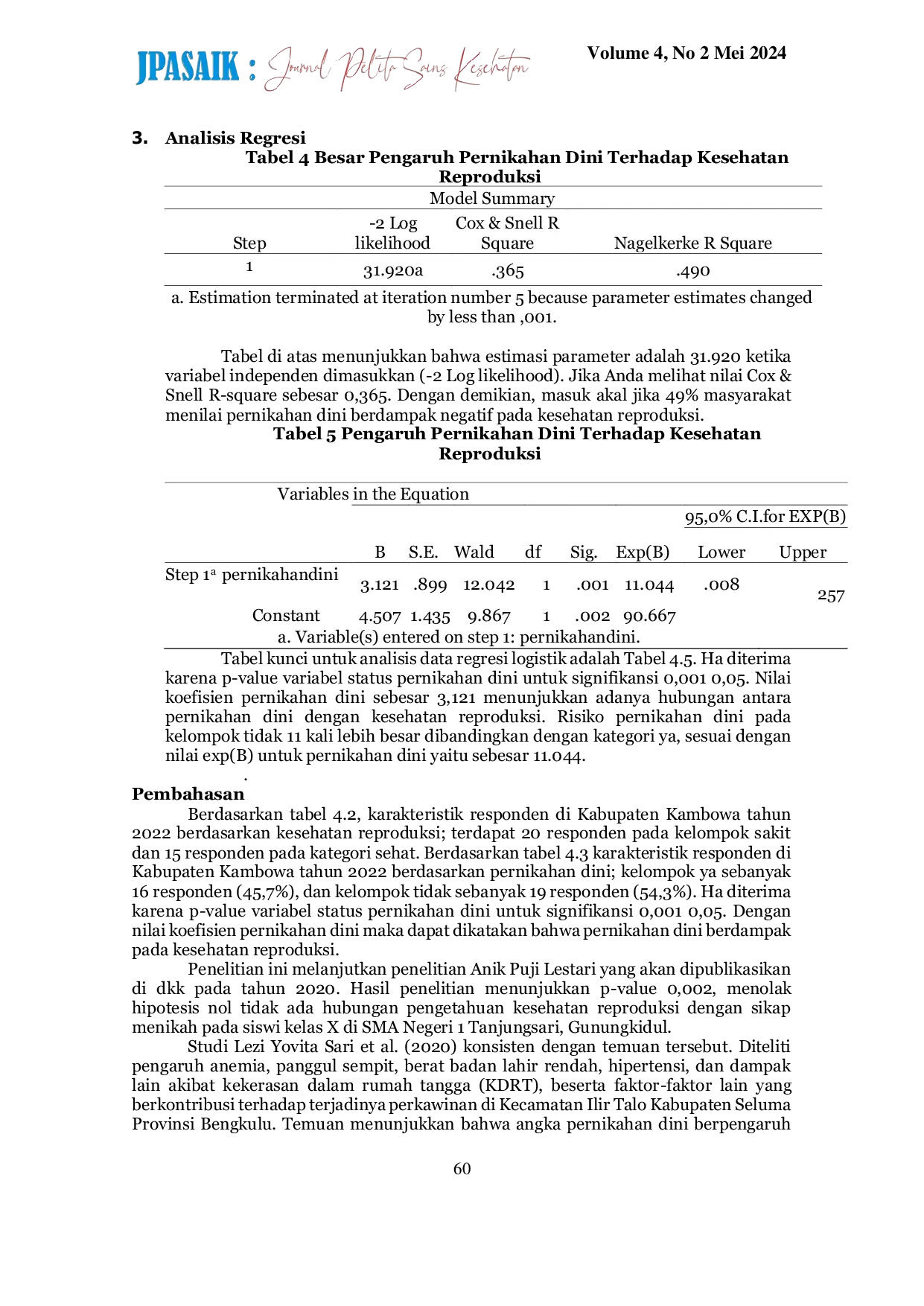 JURIS Pengaruh Pernikahan Dini Terhadap Kesehatan Reproduksi Di Kecamatan Kambowa
