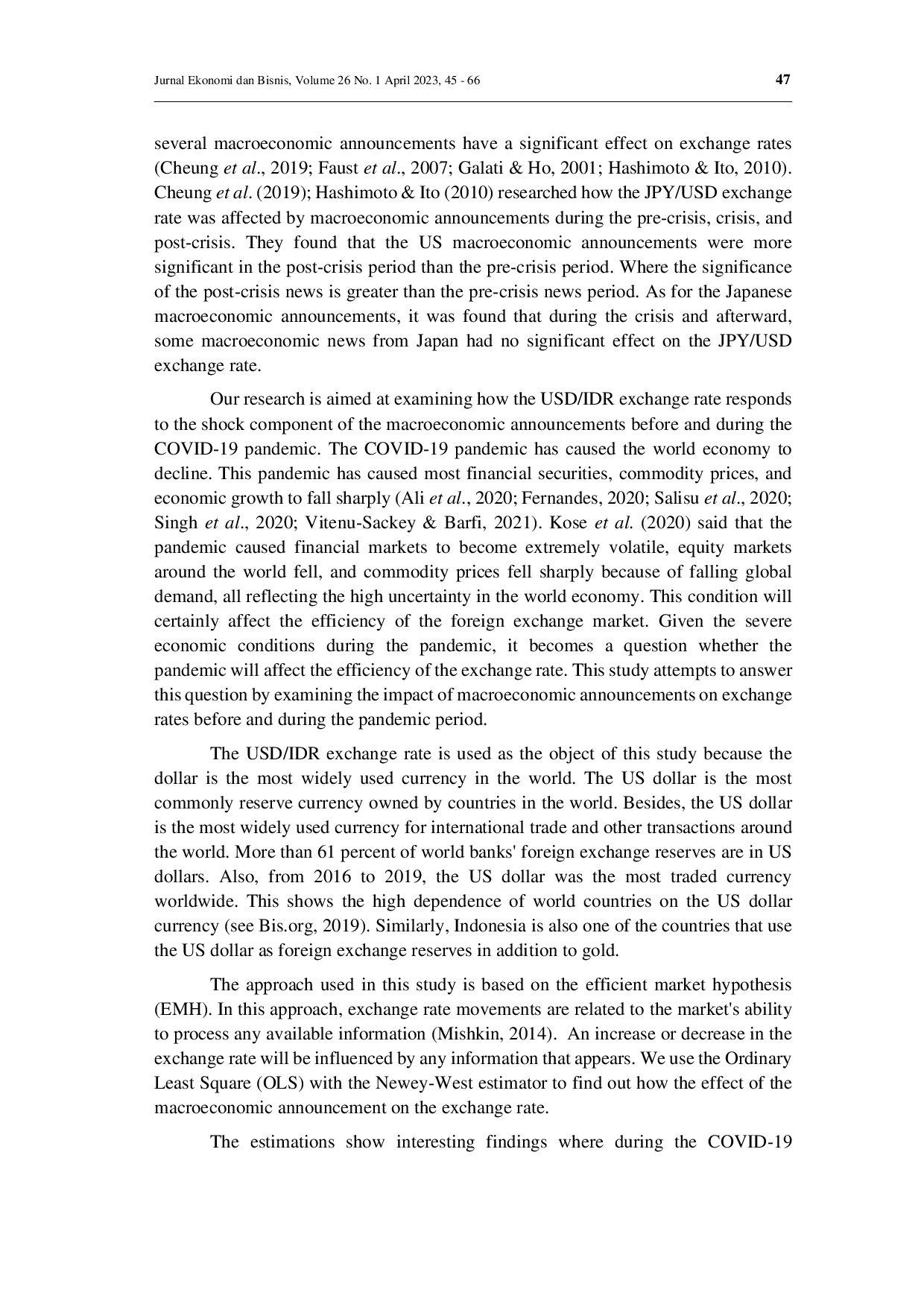 juris Exchange rate responses to macroeconomic announcement on the COVID 19 pandemic