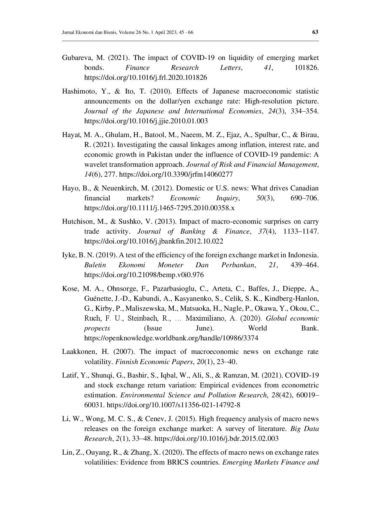 juris Exchange rate responses to macroeconomic announcement on the COVID 19 pandemic