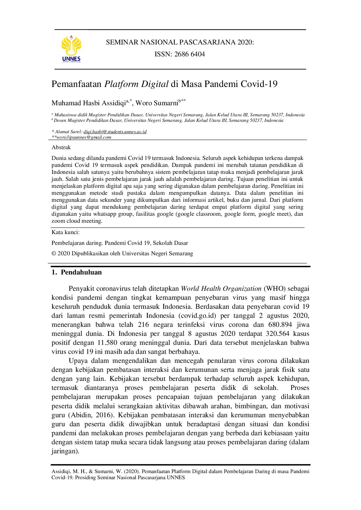 JURIS Pemanfaatan Platform Digital dalam Pembelajaran Daring di Masa Pandemi Covid 19